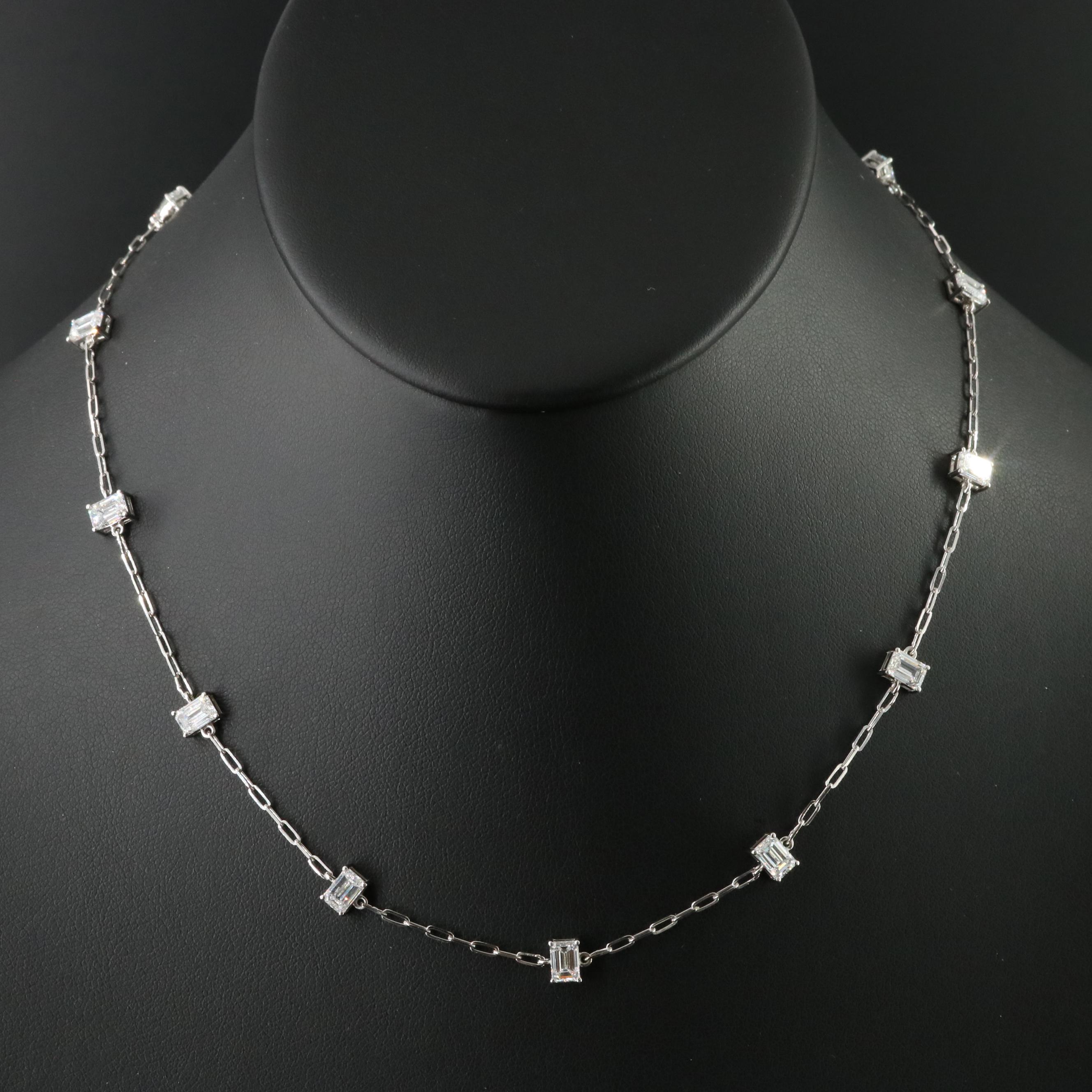 Platinum 5.99 CTW Lab Grown Diamond Station Necklace