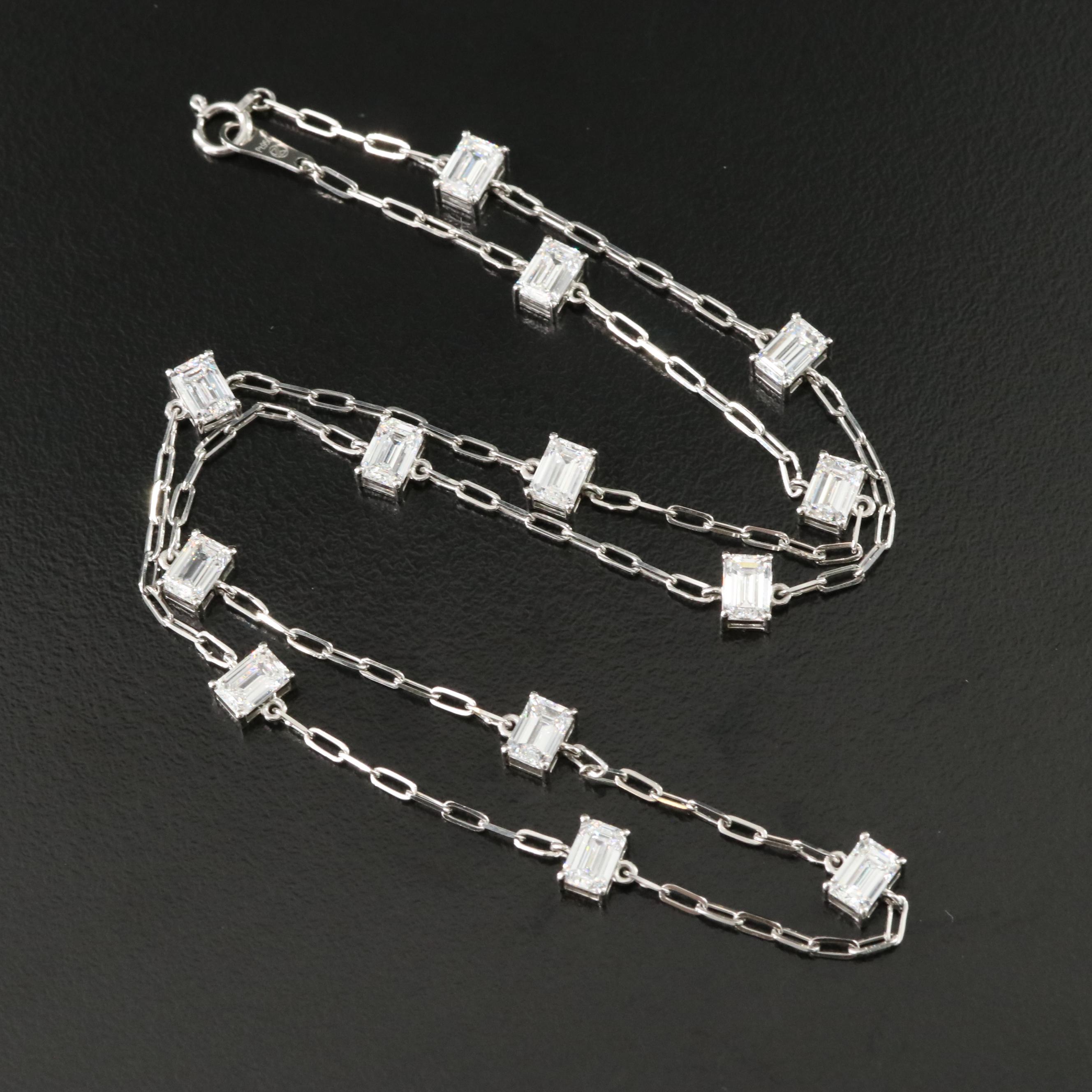 Platinum 5.99 CTW Lab Grown Diamond Station Necklace