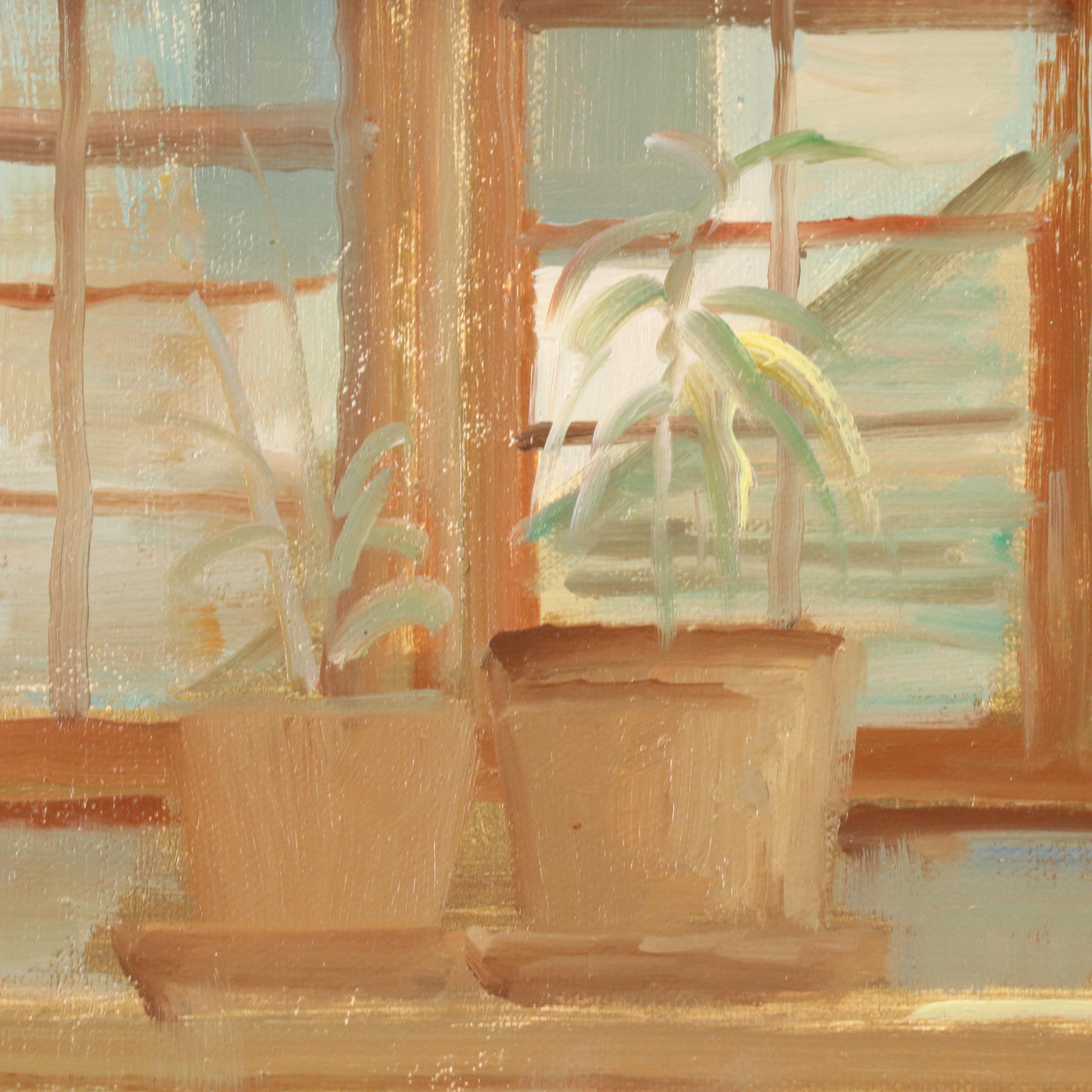 Thomas Morman Genre Oil Painting of Two Children Playing with Doll