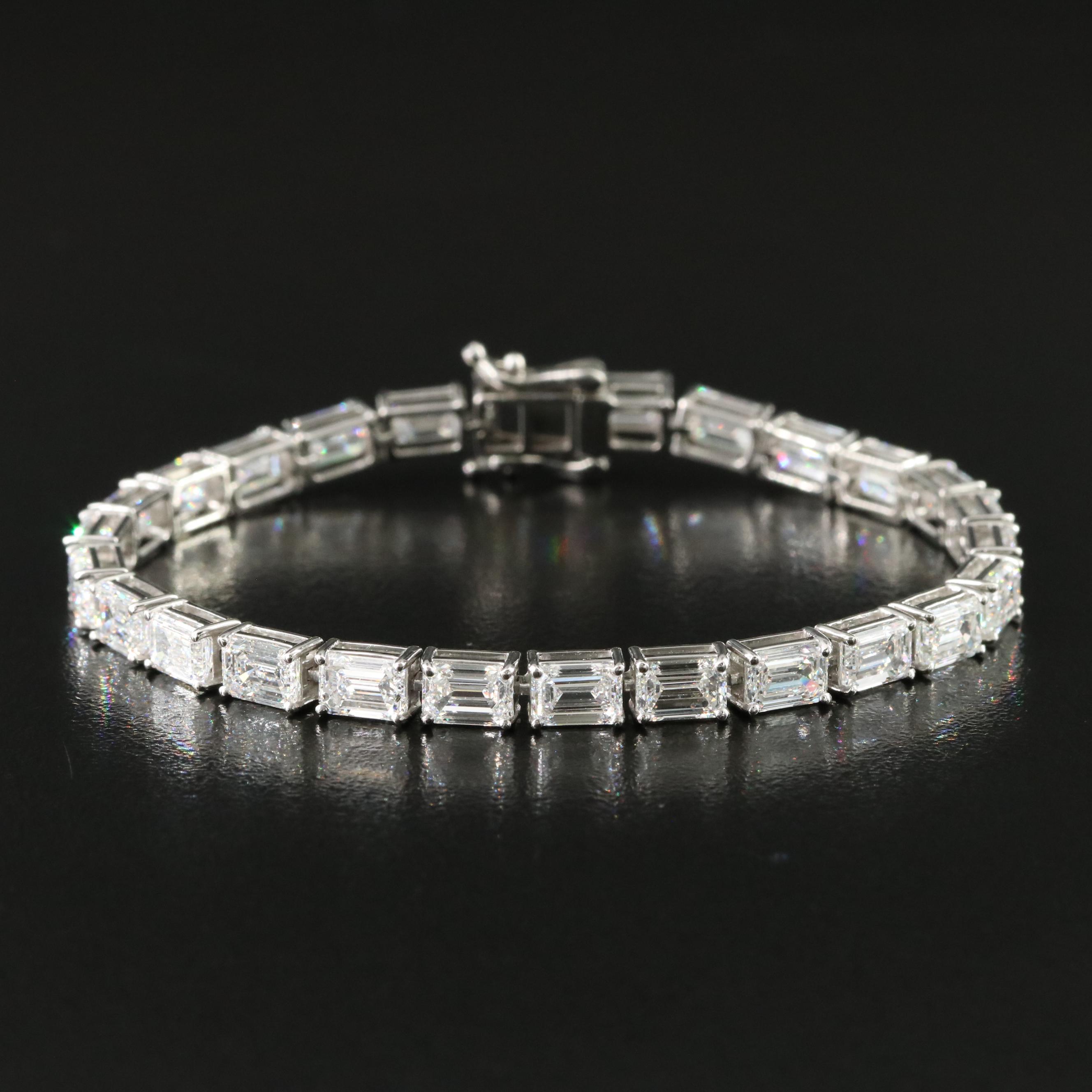 Platinum 13.38 CTW Lab Grown Diamond Line Bracelet