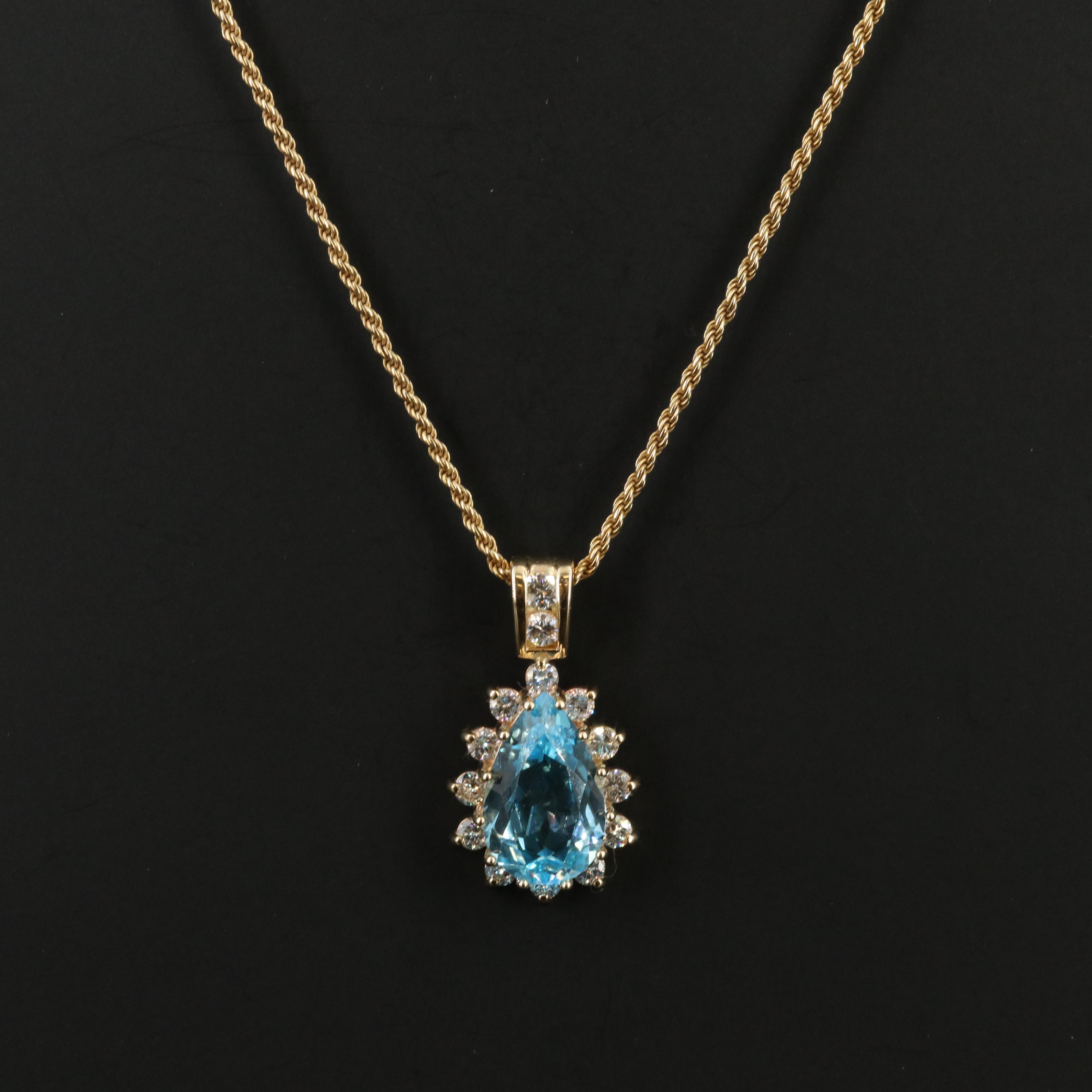 14K Topaz and 1.02 CTW Diamond Pendant Necklace