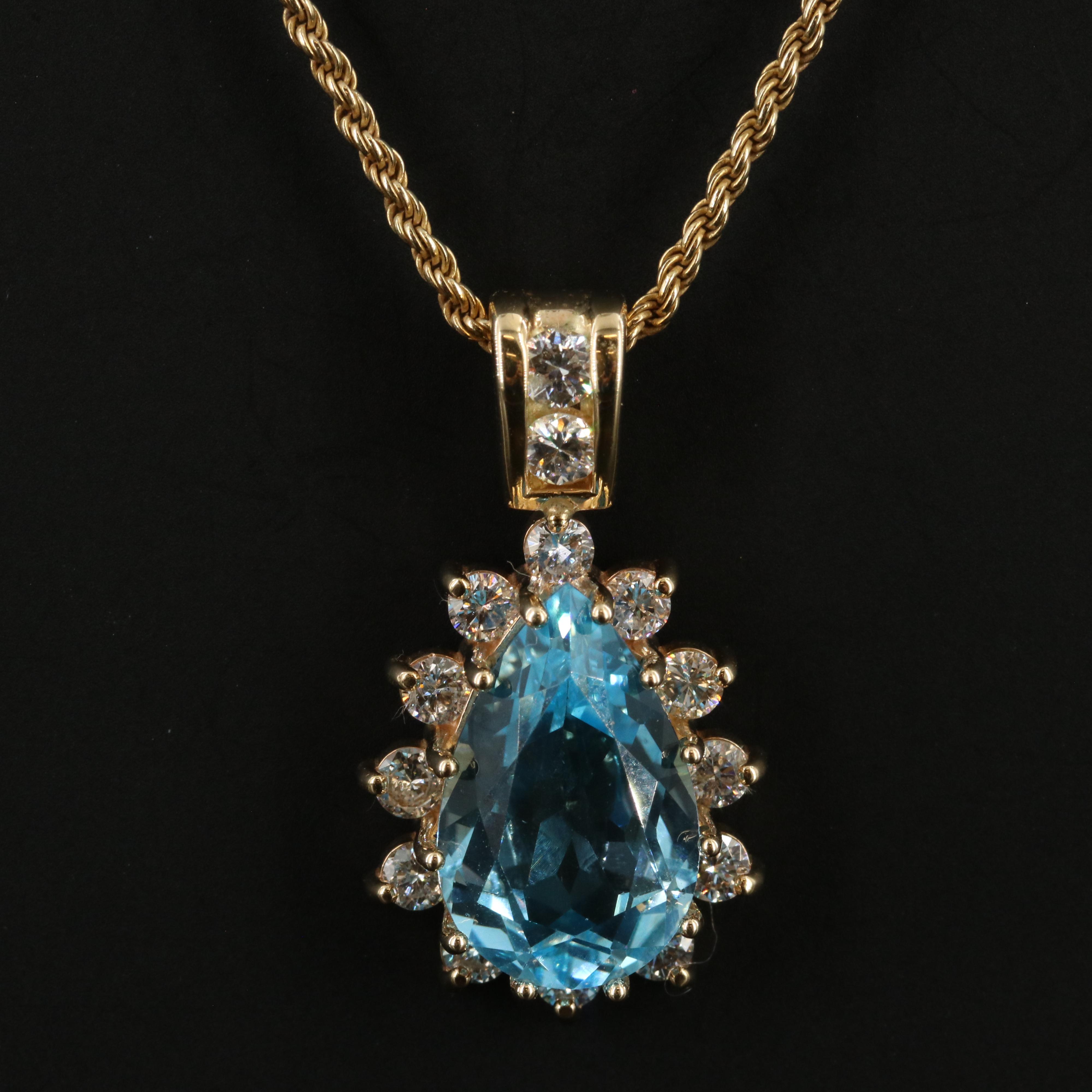 14K Topaz and 1.02 CTW Diamond Pendant Necklace