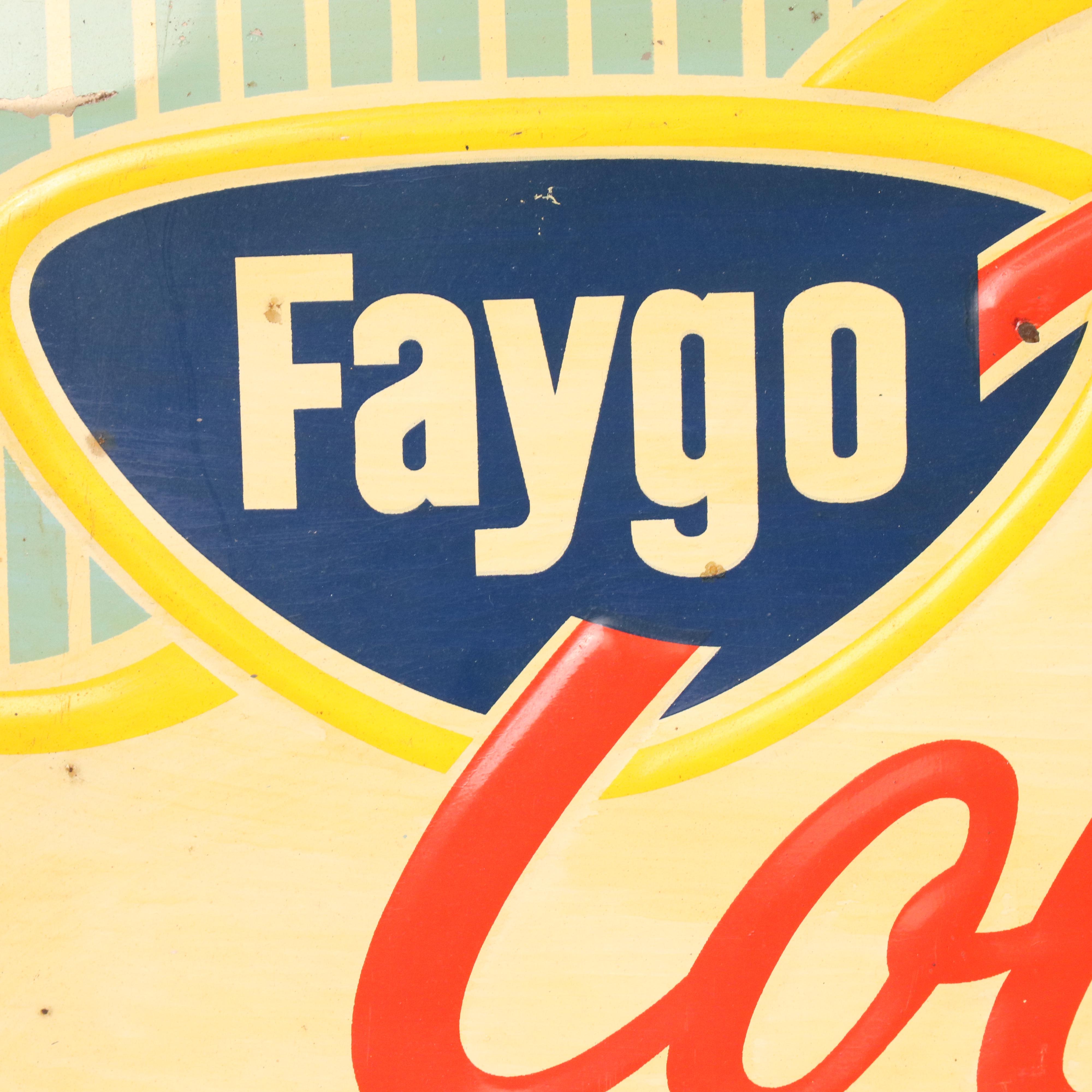 Faygo Cola "Refresh-Ability" Metal Advertising Sign, Mid-20th Century