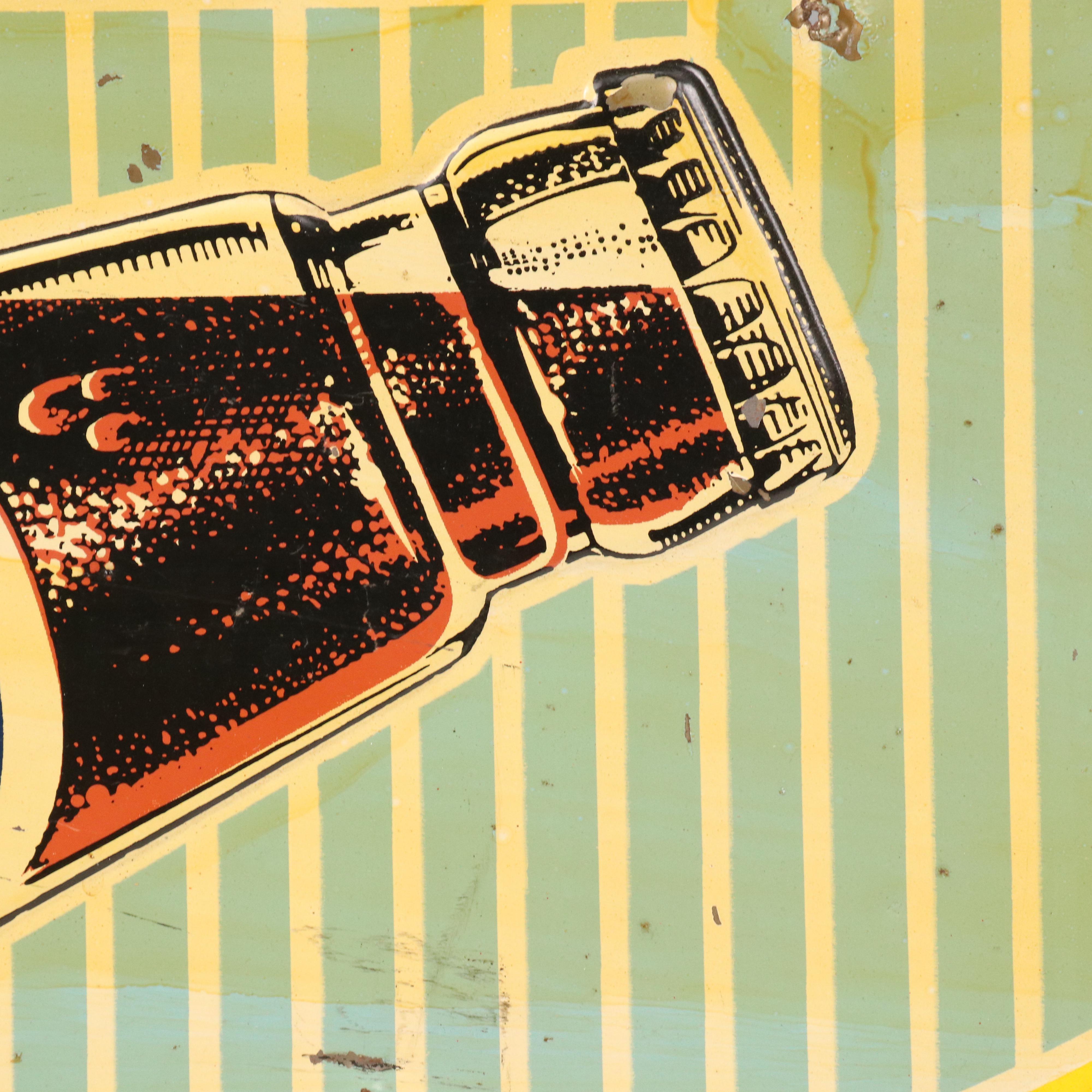 Faygo Cola "Refresh-Ability" Metal Advertising Sign, Mid-20th Century