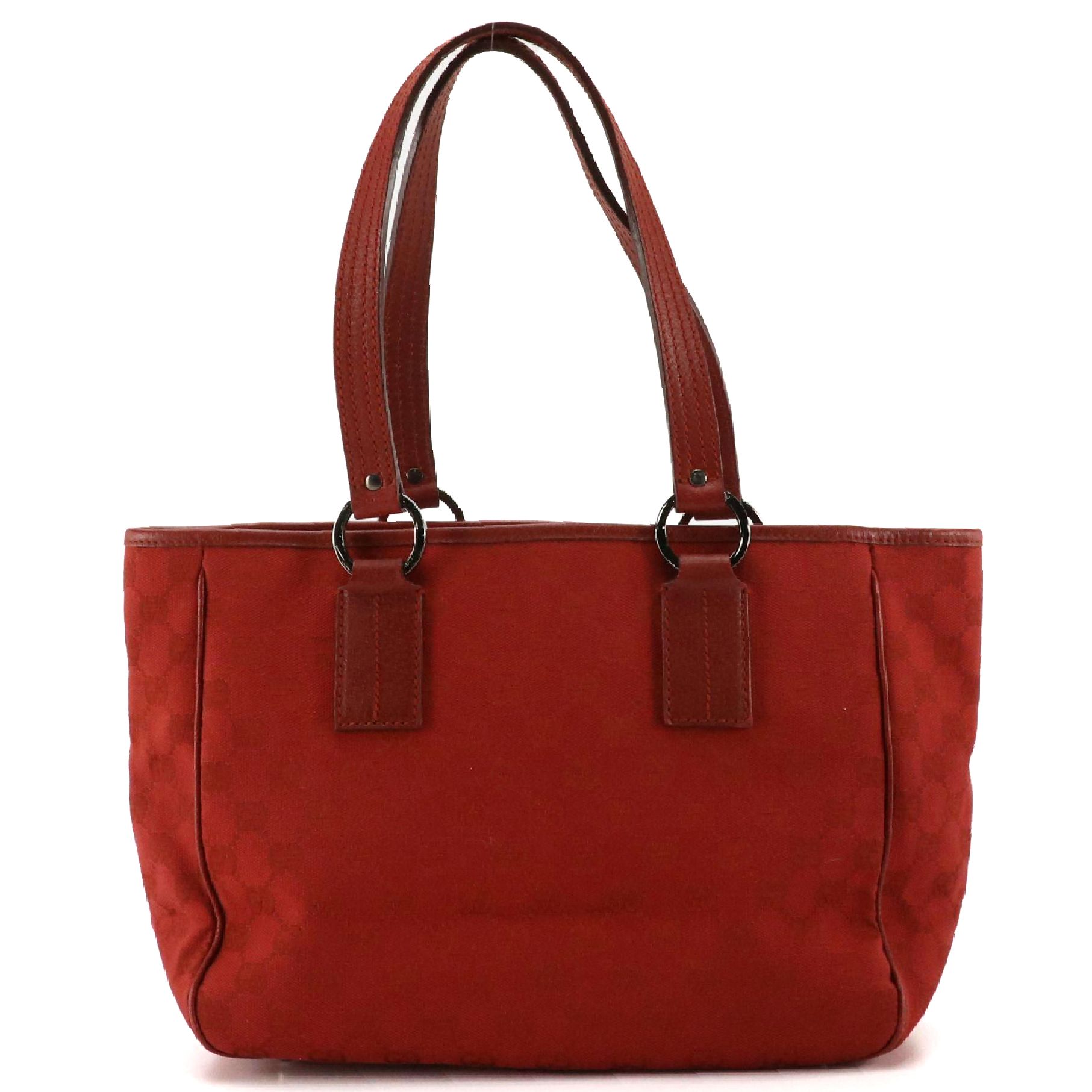 Gucci Shoulder Tote Bag in Red GG Canvas and Leather Trim