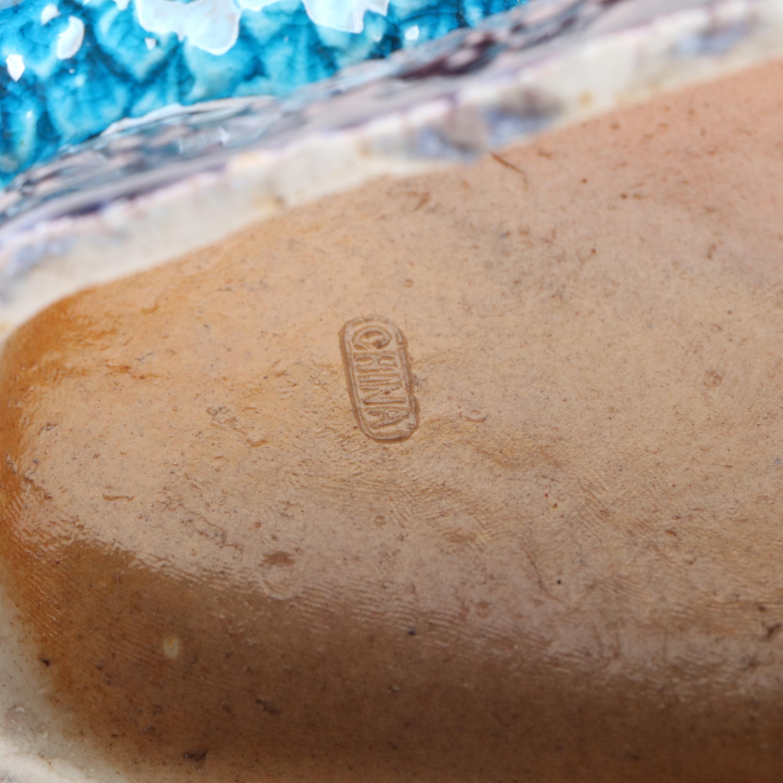 Chinese Turquoise Ceramic Peking Ducks Pair