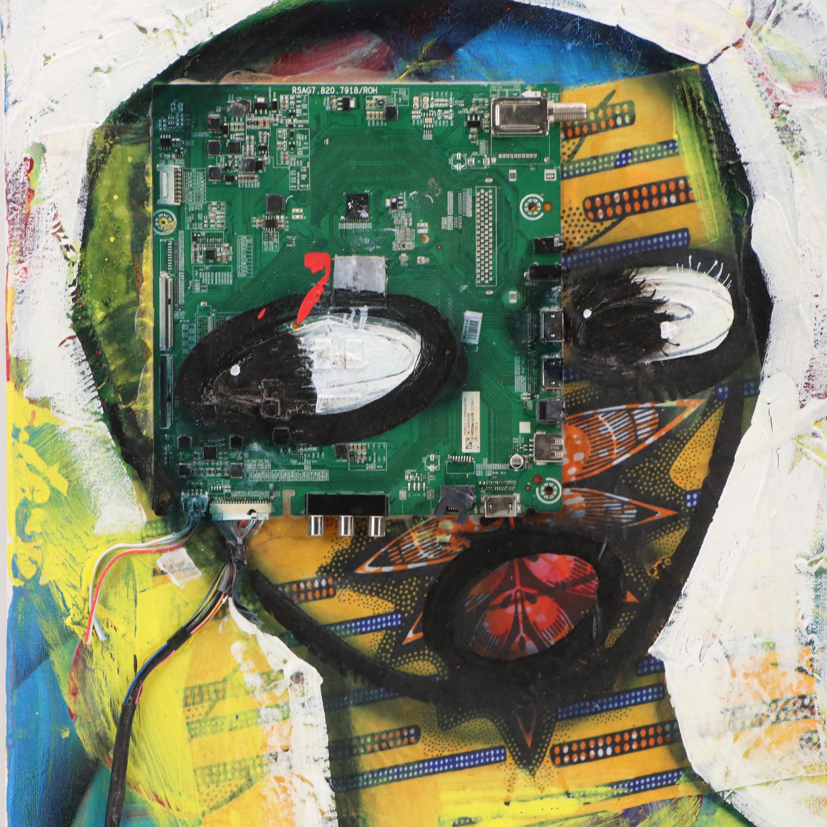 Abiola Idowu Stylized Mixed Media Portrait "My Prayers III" 2023