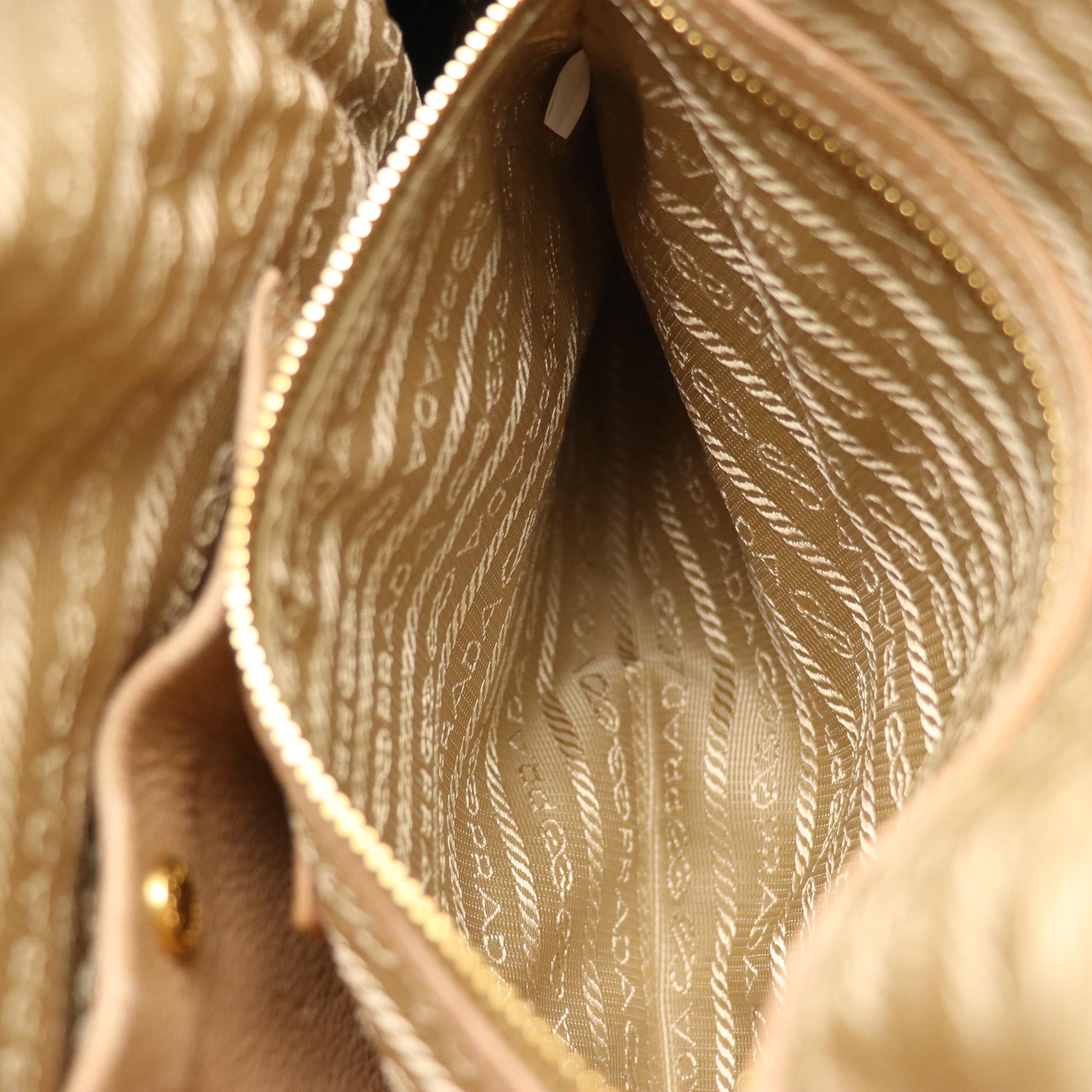 Prada Pleated Satchel in Brown Grained Leather