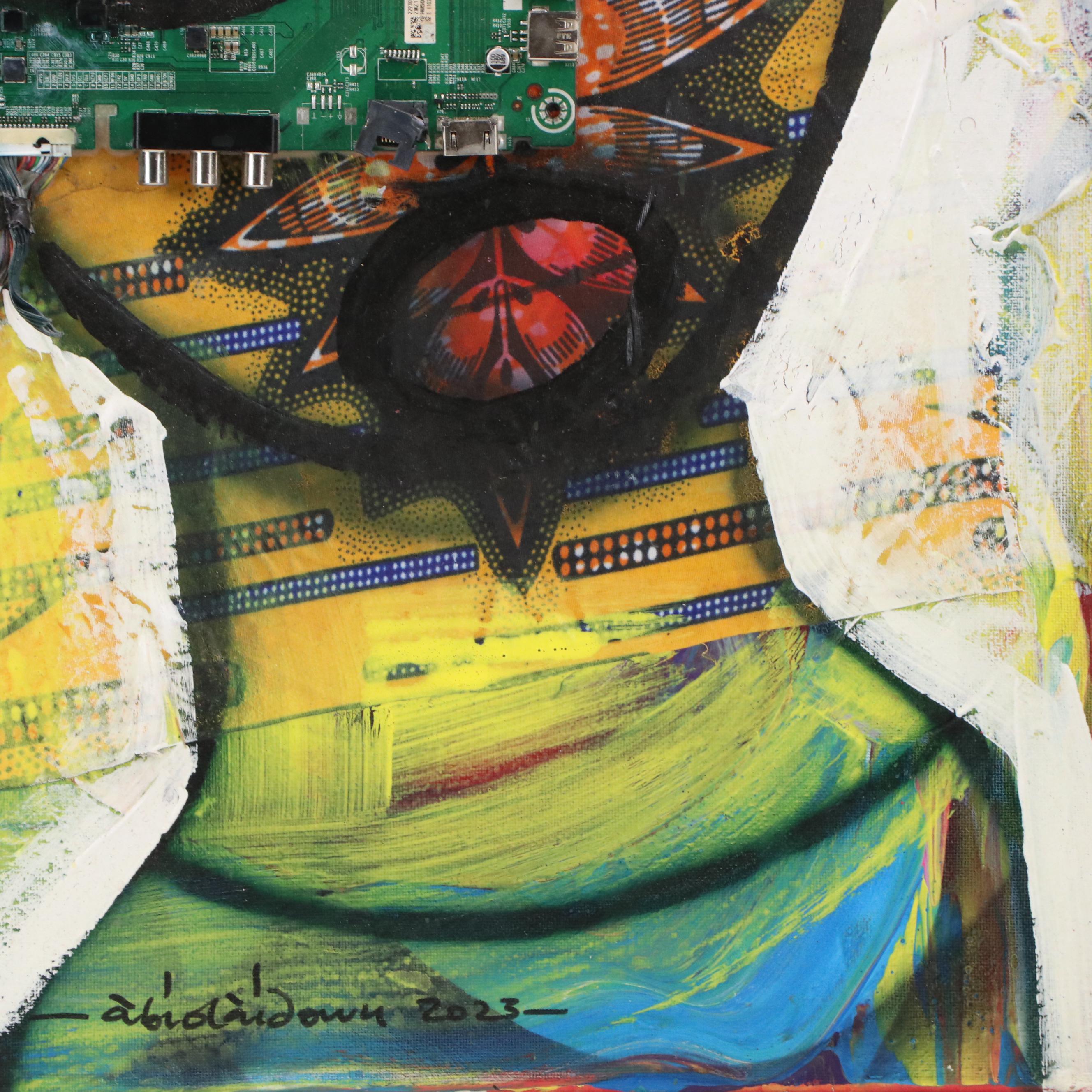 Abiola Idowu Stylized Mixed Media Portrait "My Prayers III" 2023