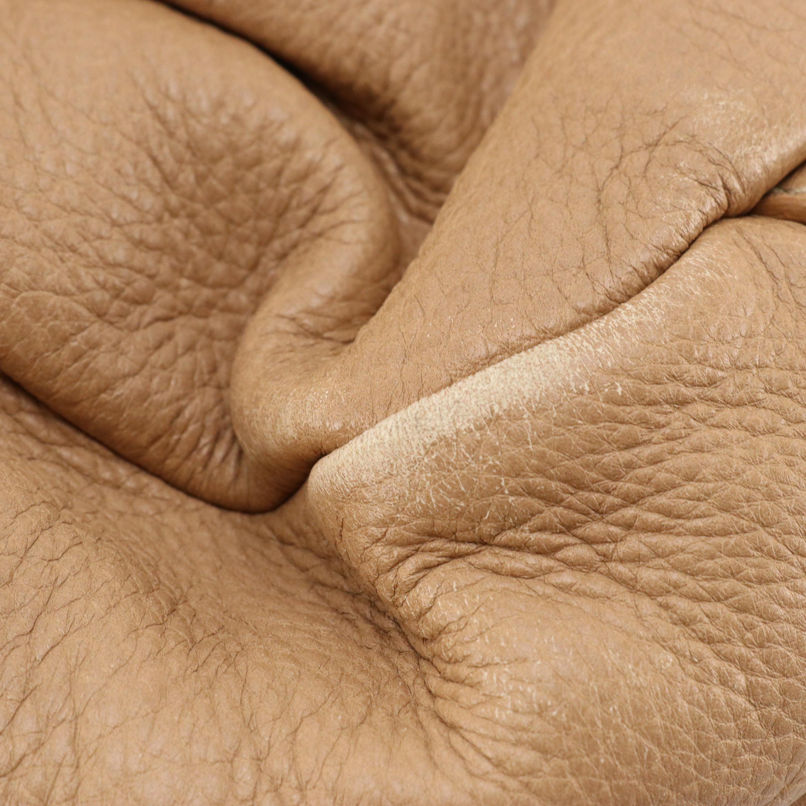 Prada Pleated Satchel in Brown Grained Leather