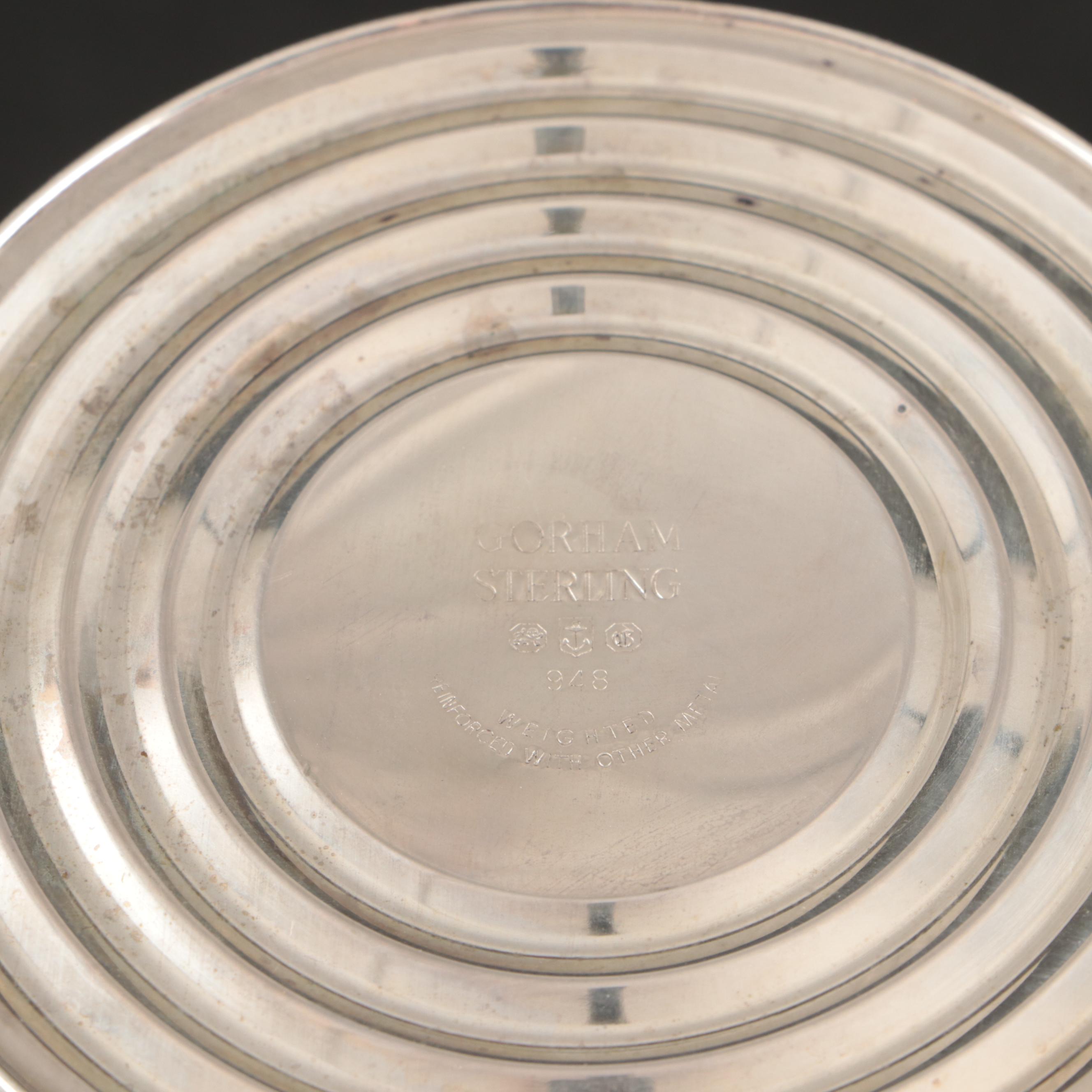 Gorham and Preisner Sterling Silver Candlestick and Glass Pedestal Bowls