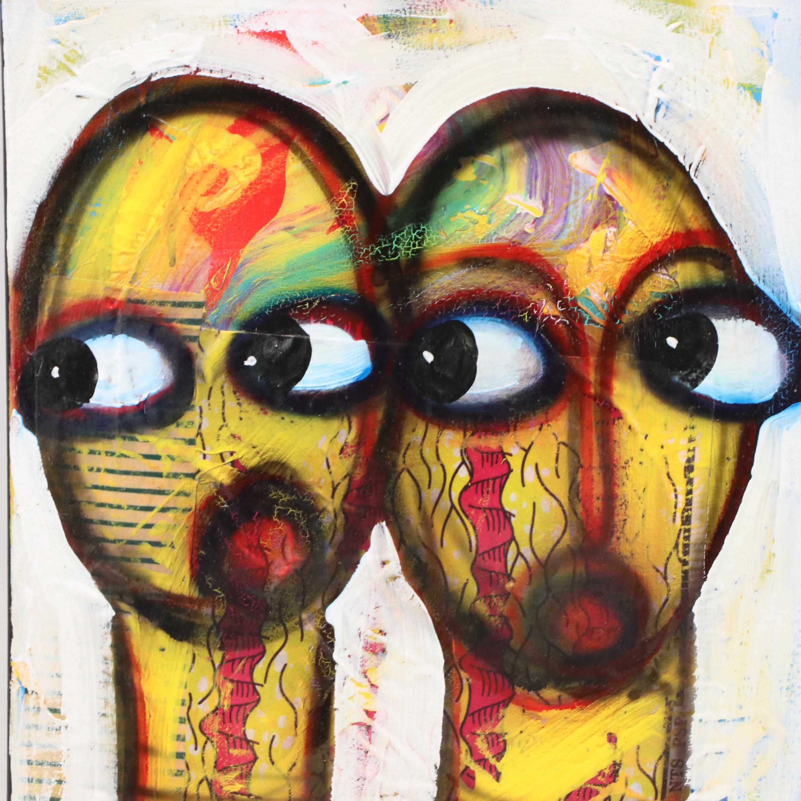 Abiola Idowu Stylized Mixed Media Portrait "My Good Friend" 2023