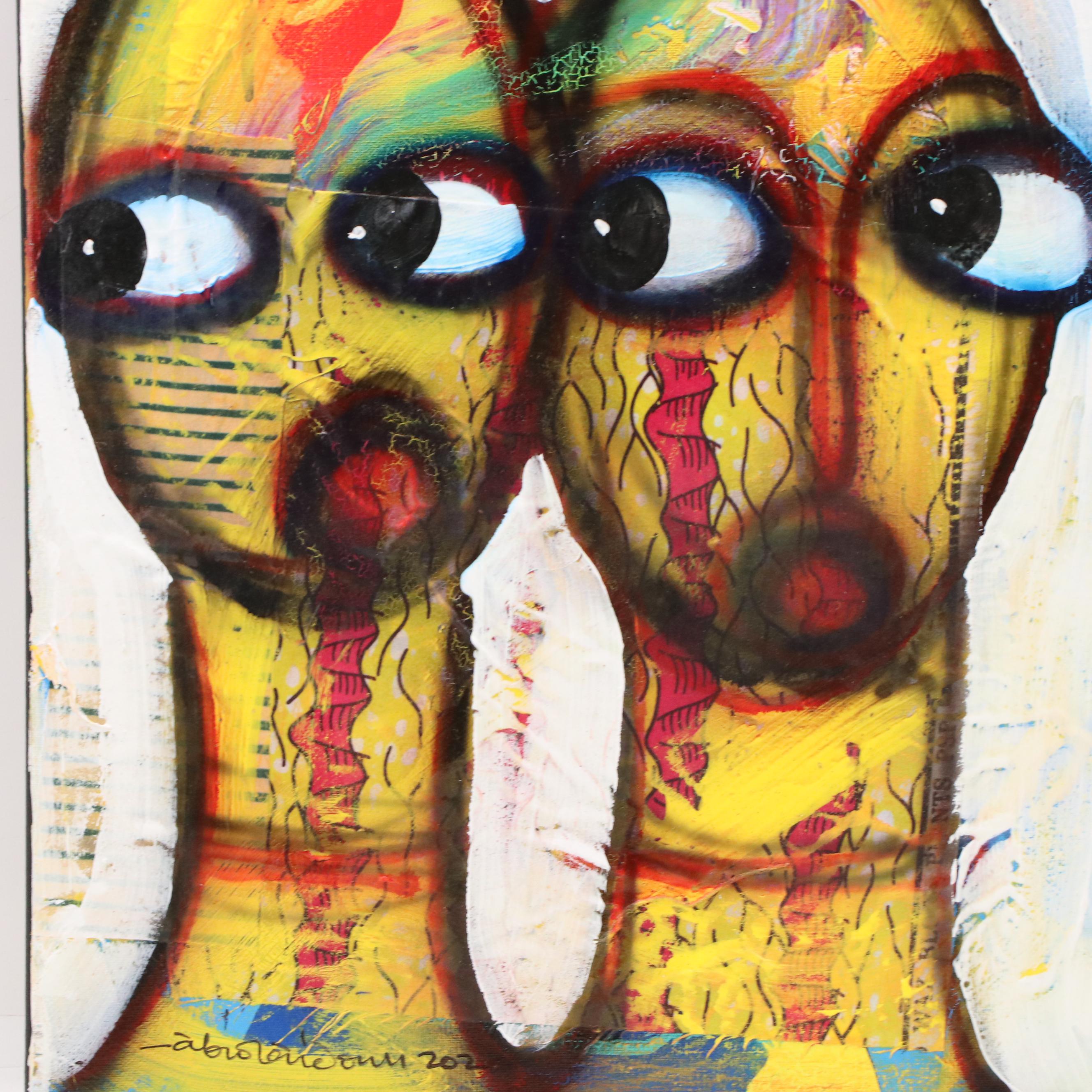 Abiola Idowu Stylized Mixed Media Portrait "My Good Friend" 2023