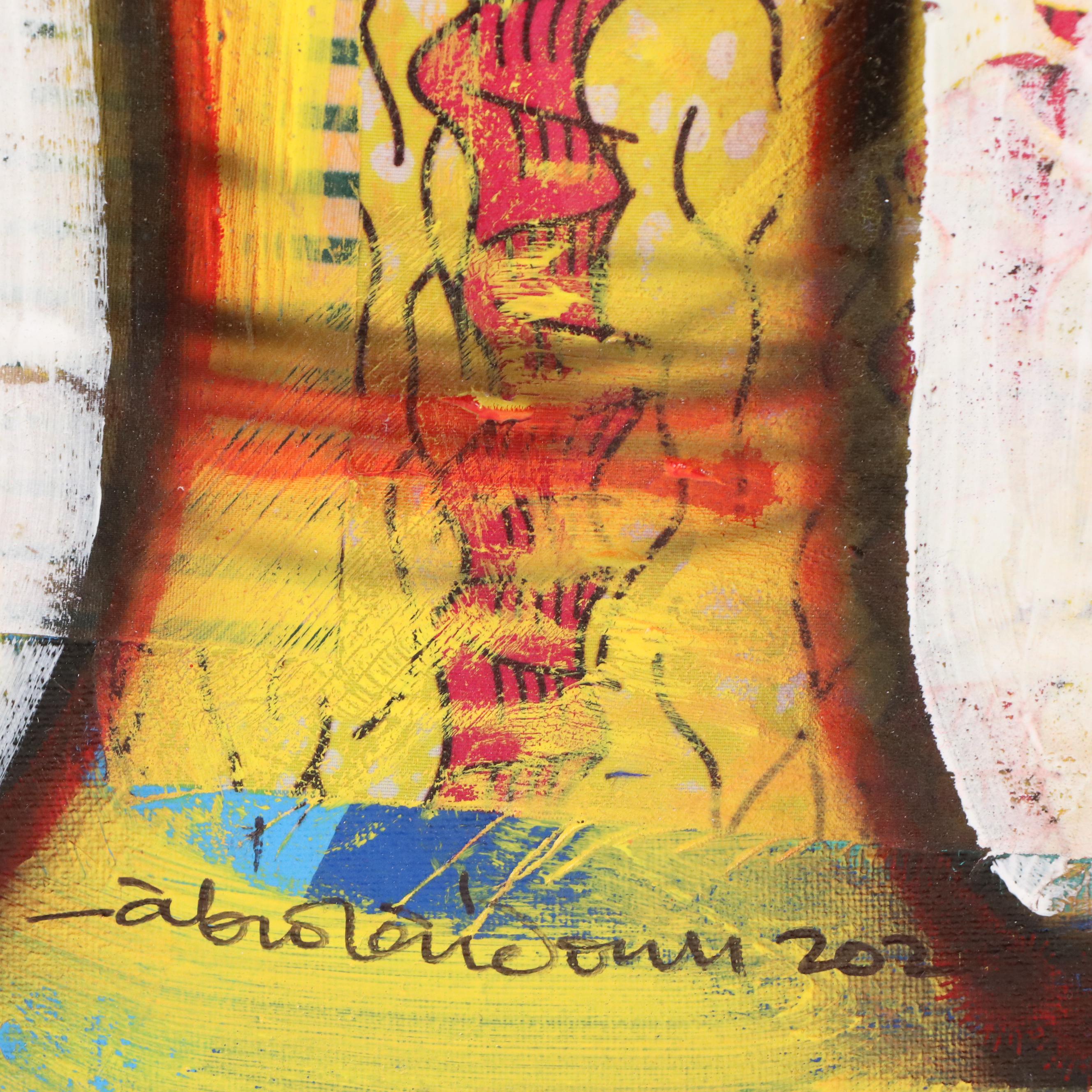 Abiola Idowu Stylized Mixed Media Portrait "My Good Friend" 2023