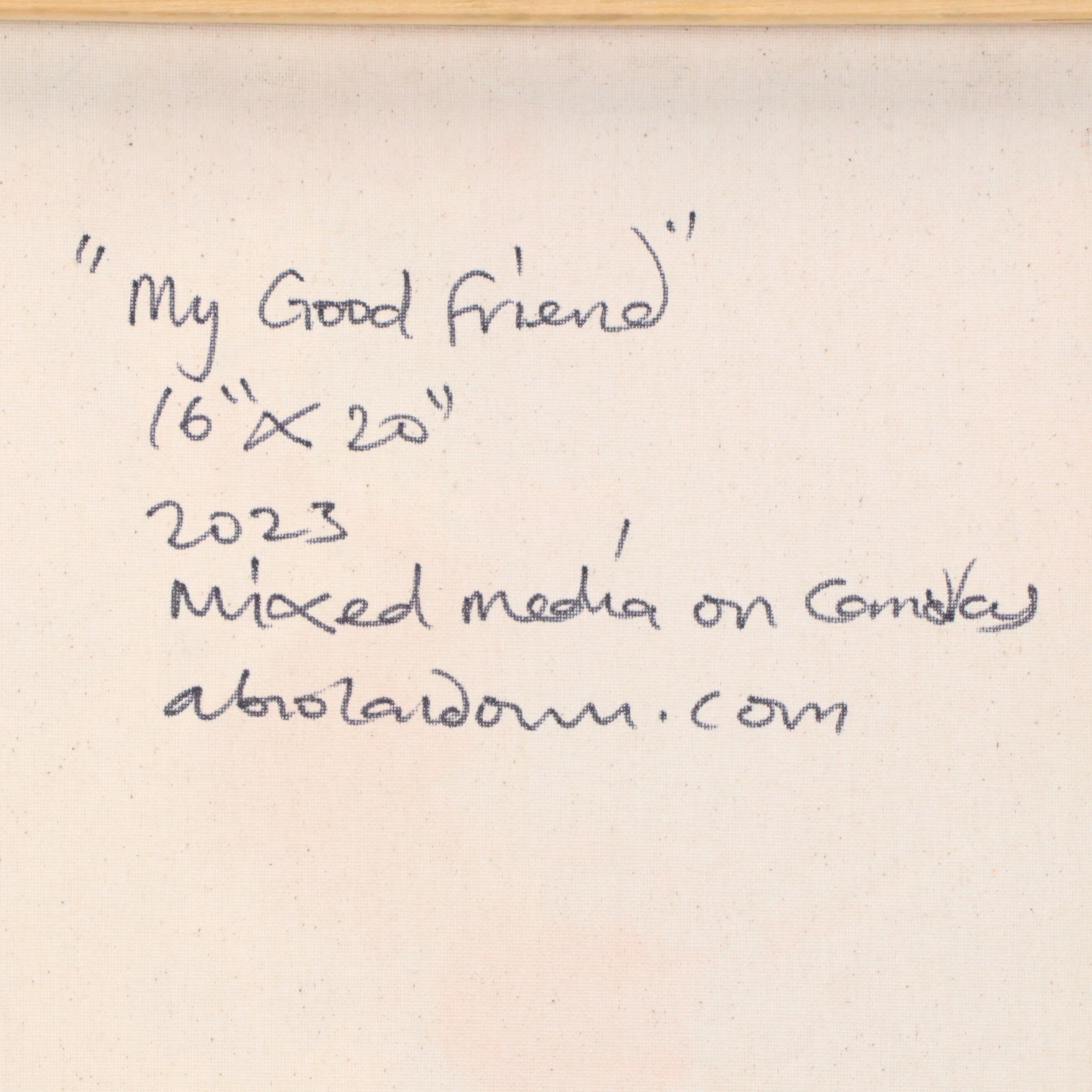 Abiola Idowu Stylized Mixed Media Portrait "My Good Friend" 2023