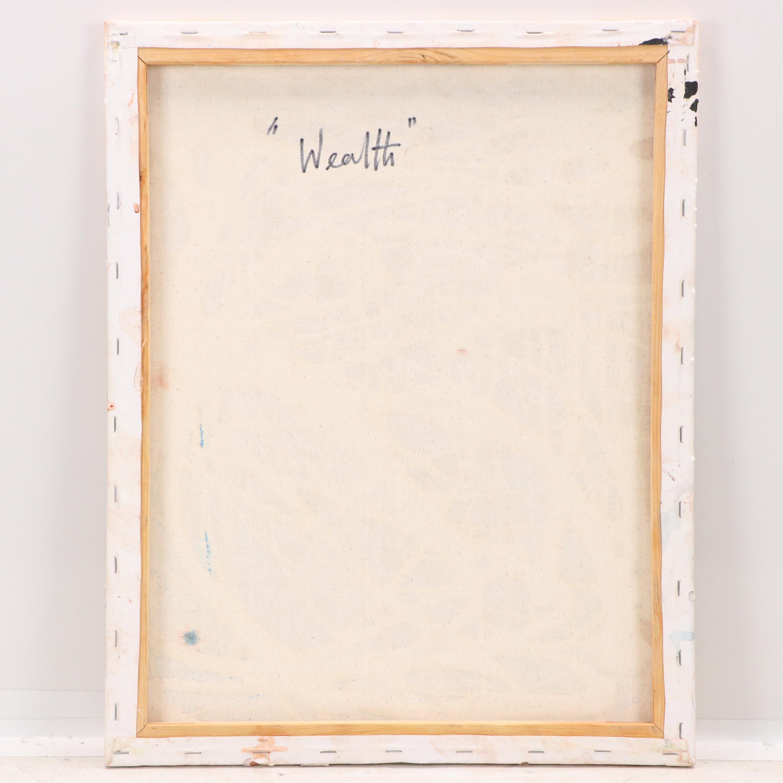 Abiola Idowu Stylized Mixed Media Portrait "Wealth," 2023