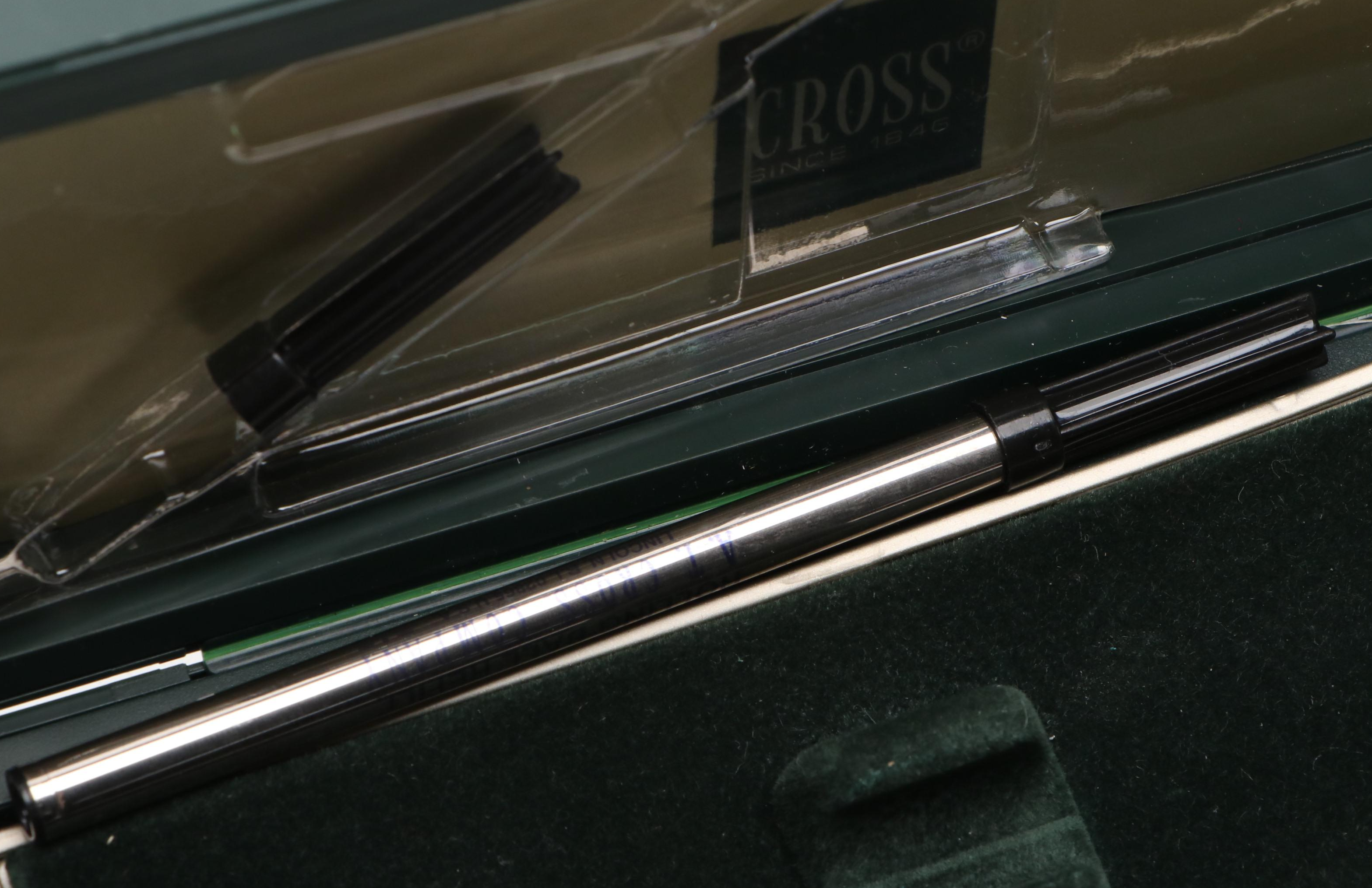 Aurora Italian Fountain Pen with 14K Nib, and Cross Pen, Late 20th Century