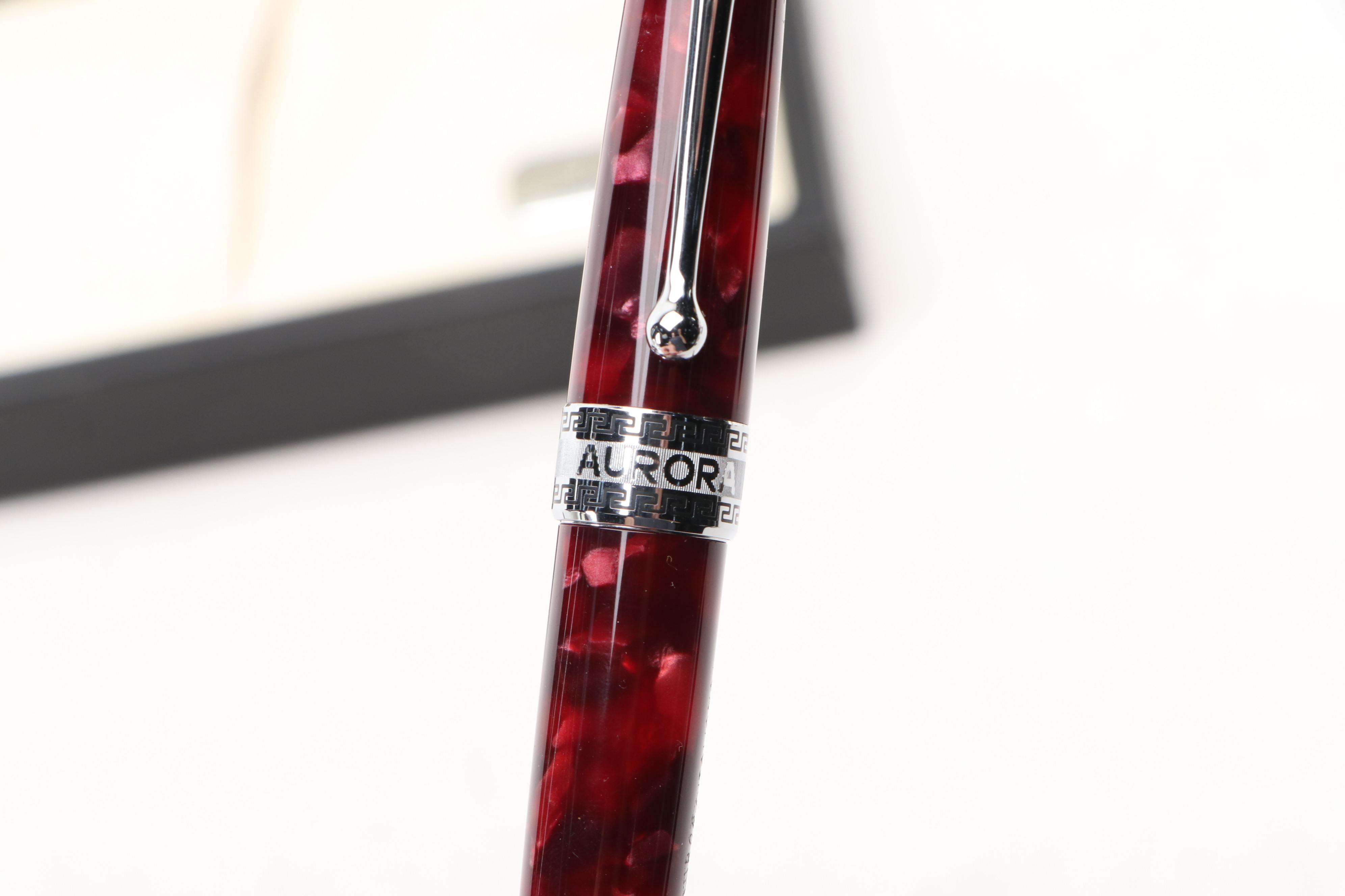 Aurora Italian Fountain Pen with 14K Nib, and Cross Pen, Late 20th Century