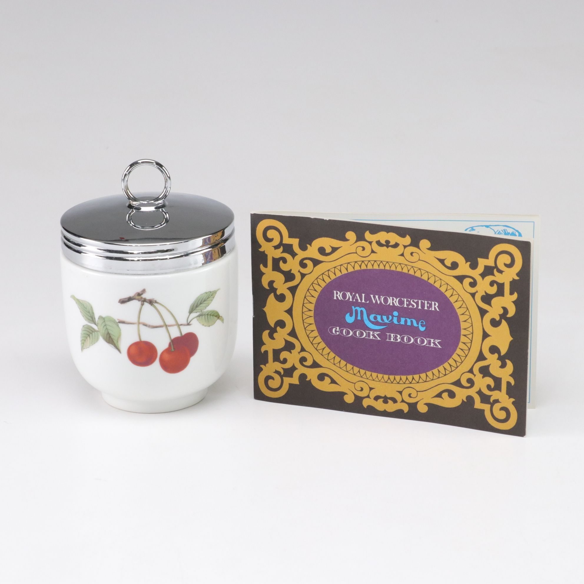 Royal Worcester Porcelain "Maxime", Recipe Book & Egg Coddler Made In England