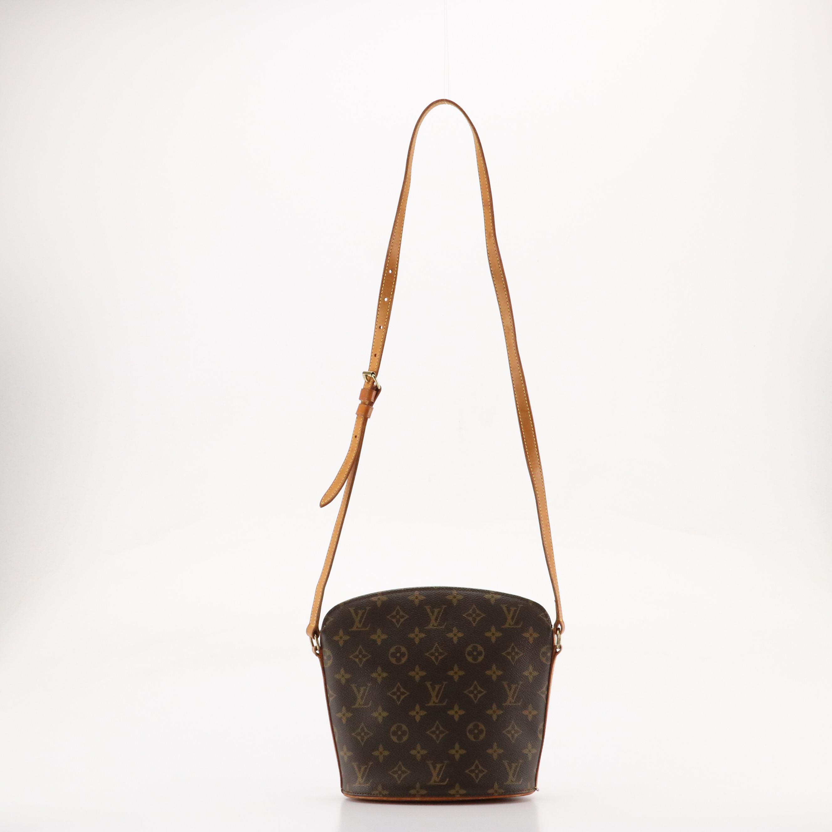 Louis Vuitton Drouot Crossbody Bag in Monogram Canvas and Brown Leather Trim