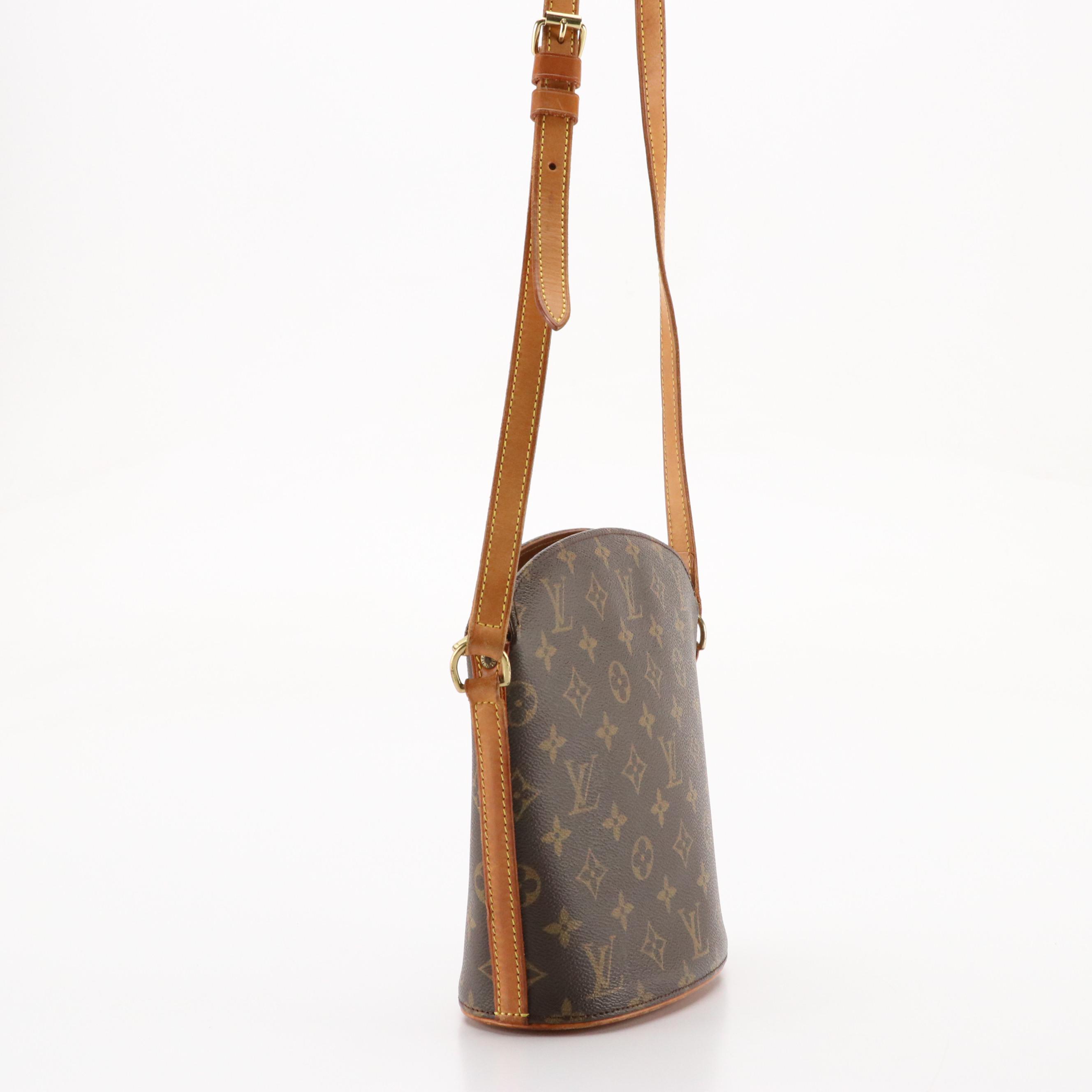 Louis Vuitton Drouot Crossbody Bag in Monogram Canvas and Brown Leather Trim