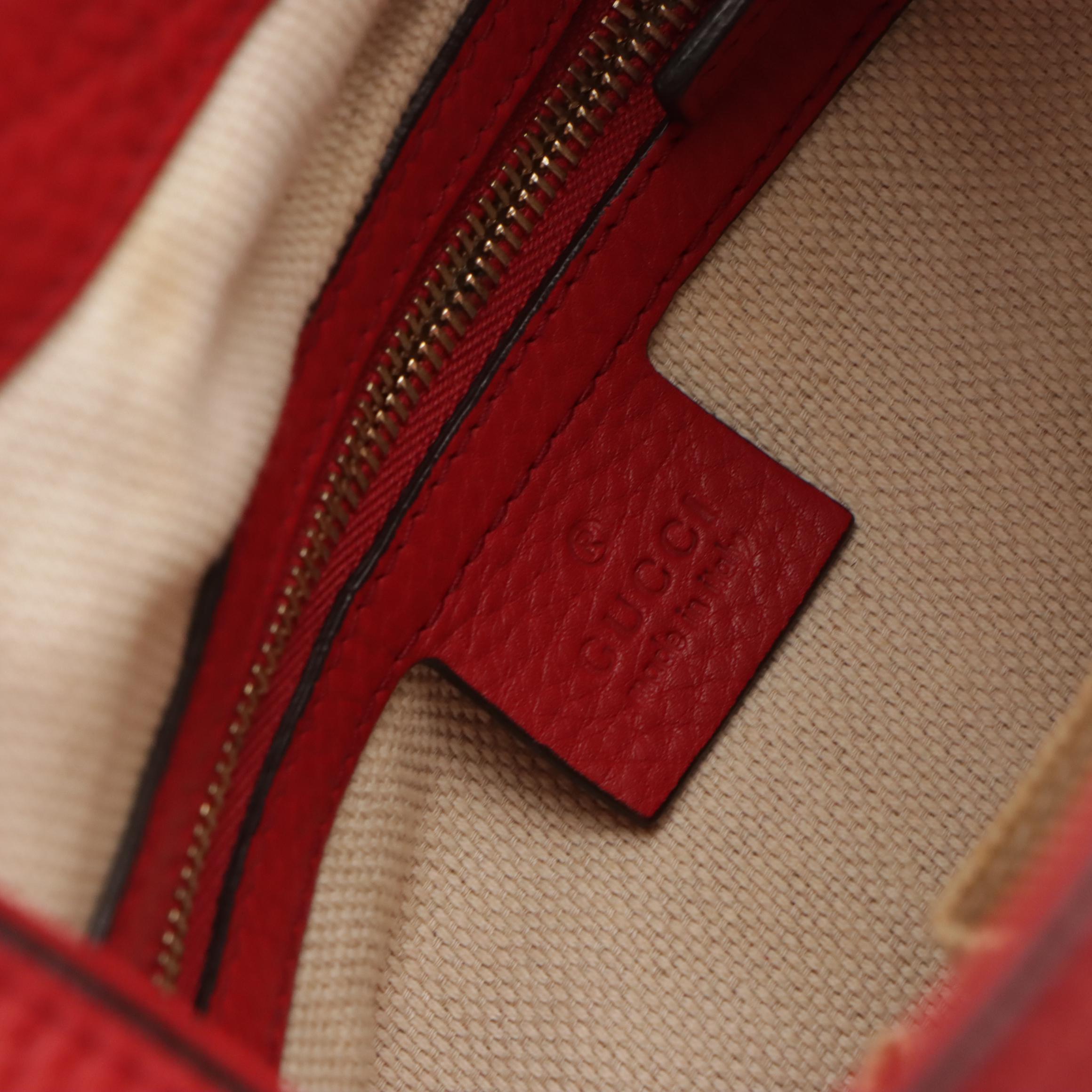 Gucci Small Soho Two-Way Bag in Red Calfskin Leather with Tassel