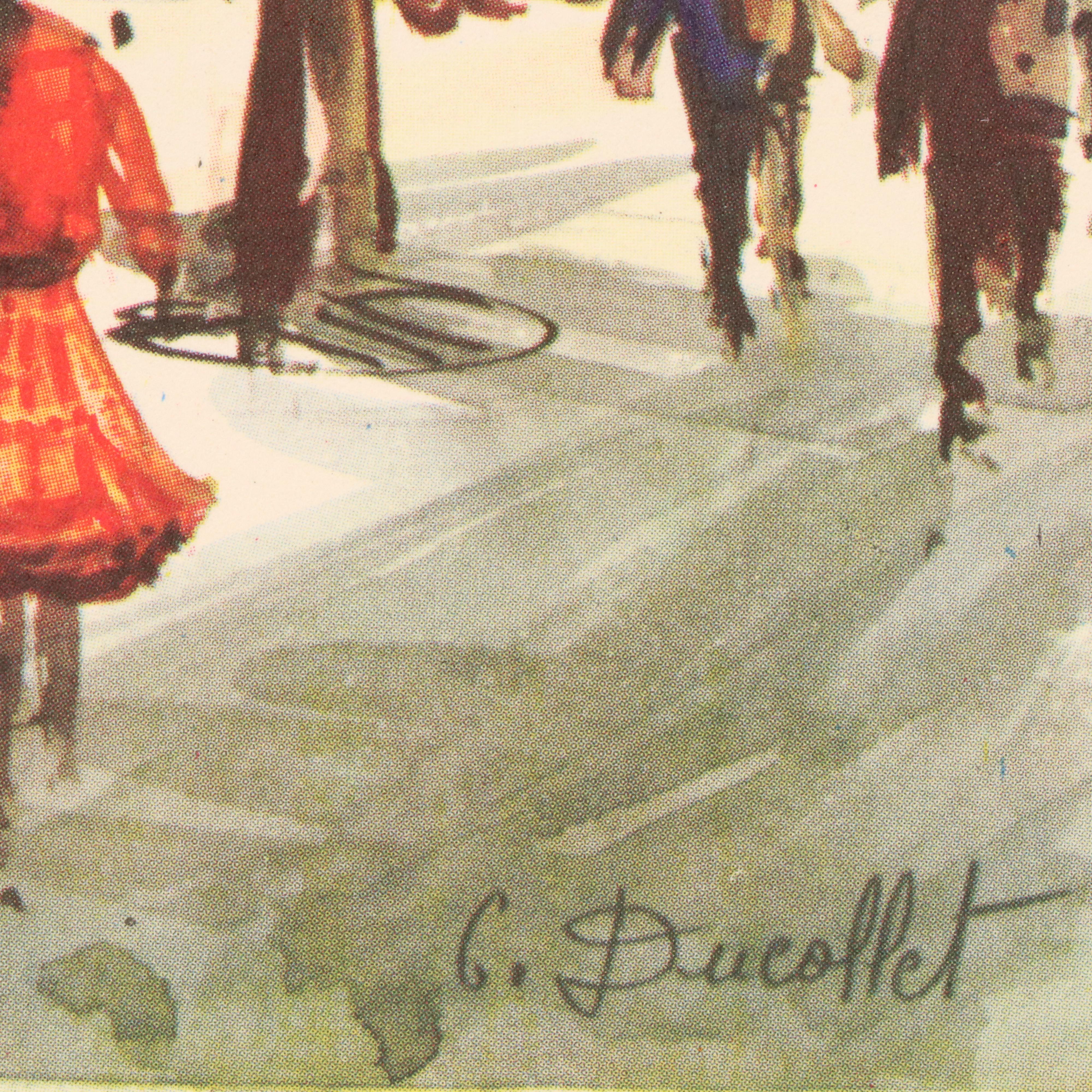 Offset Lithographs After Claude Ducollet with Parisian Street Scenes