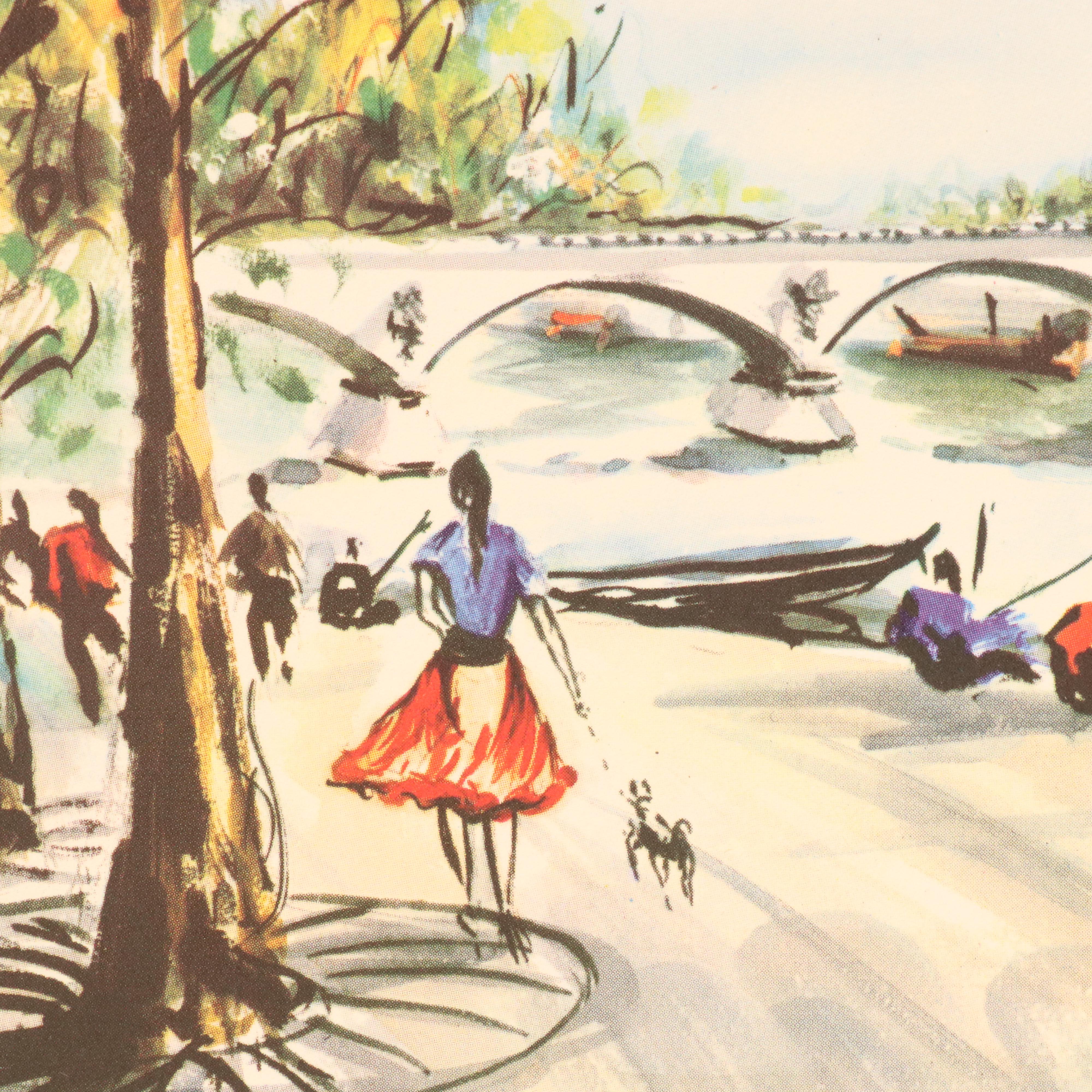 Offset Lithographs After Claude Ducollet with Parisian Street Scenes