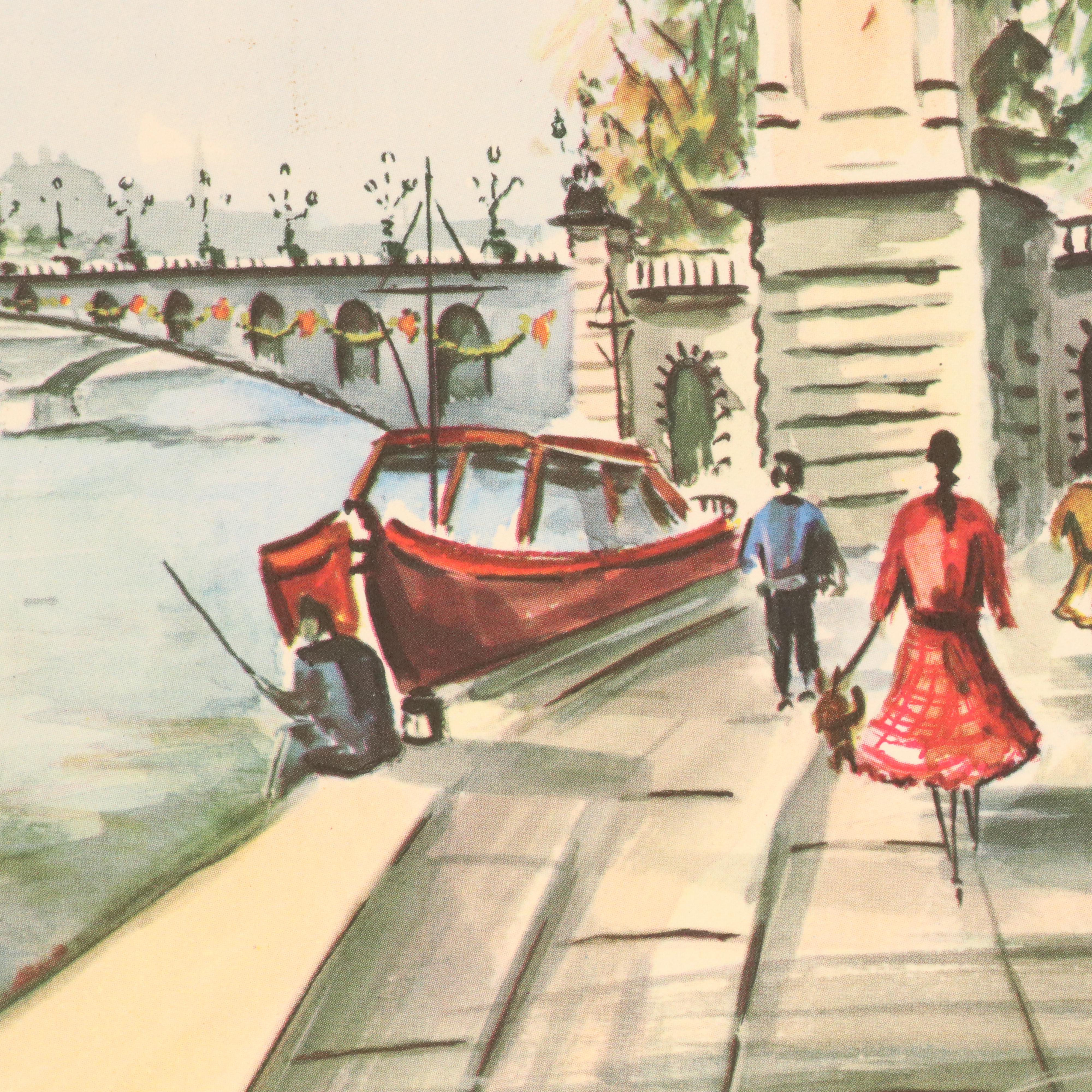 Offset Lithographs After Claude Ducollet with Parisian Street Scenes