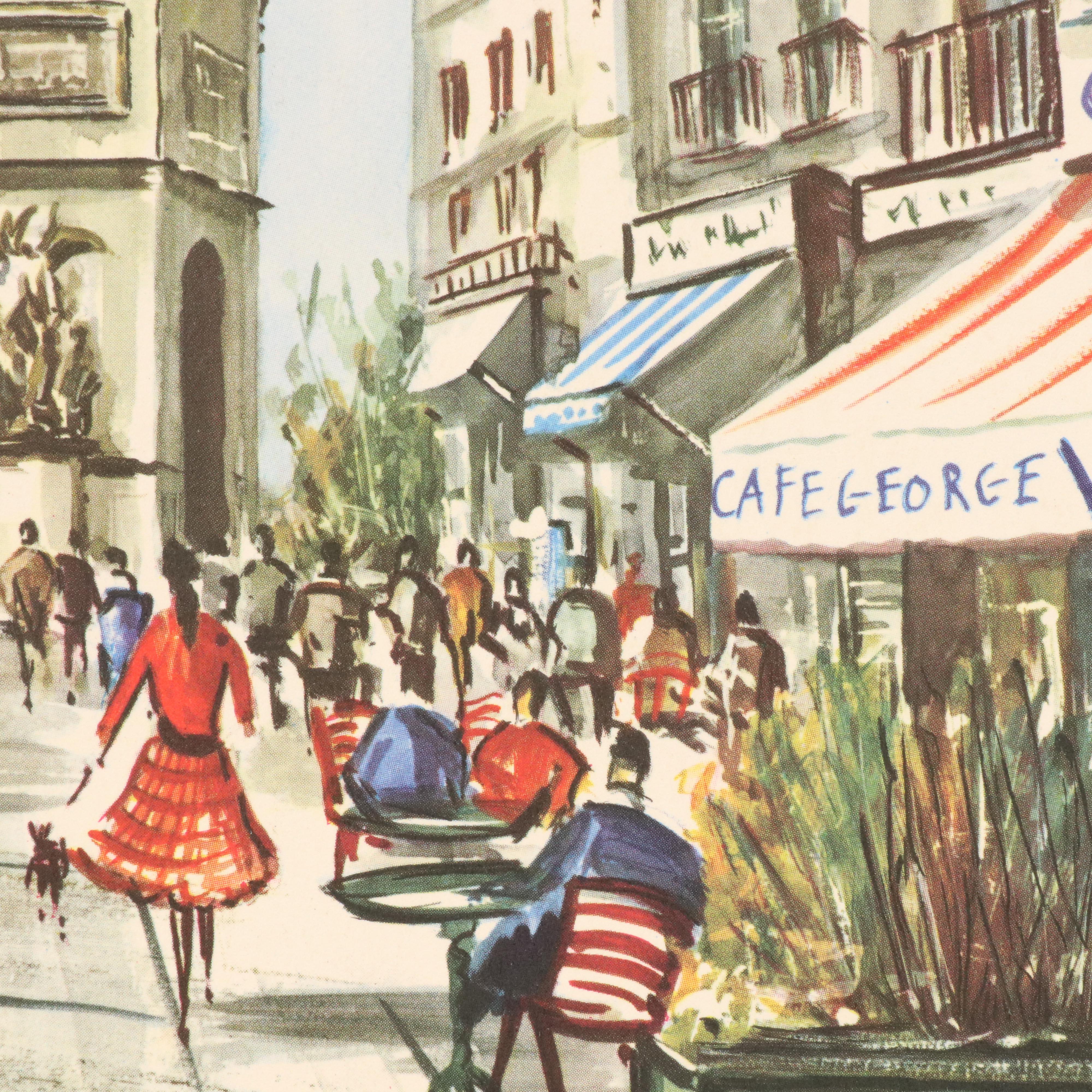 Offset Lithographs After Claude Ducollet with Parisian Street Scenes