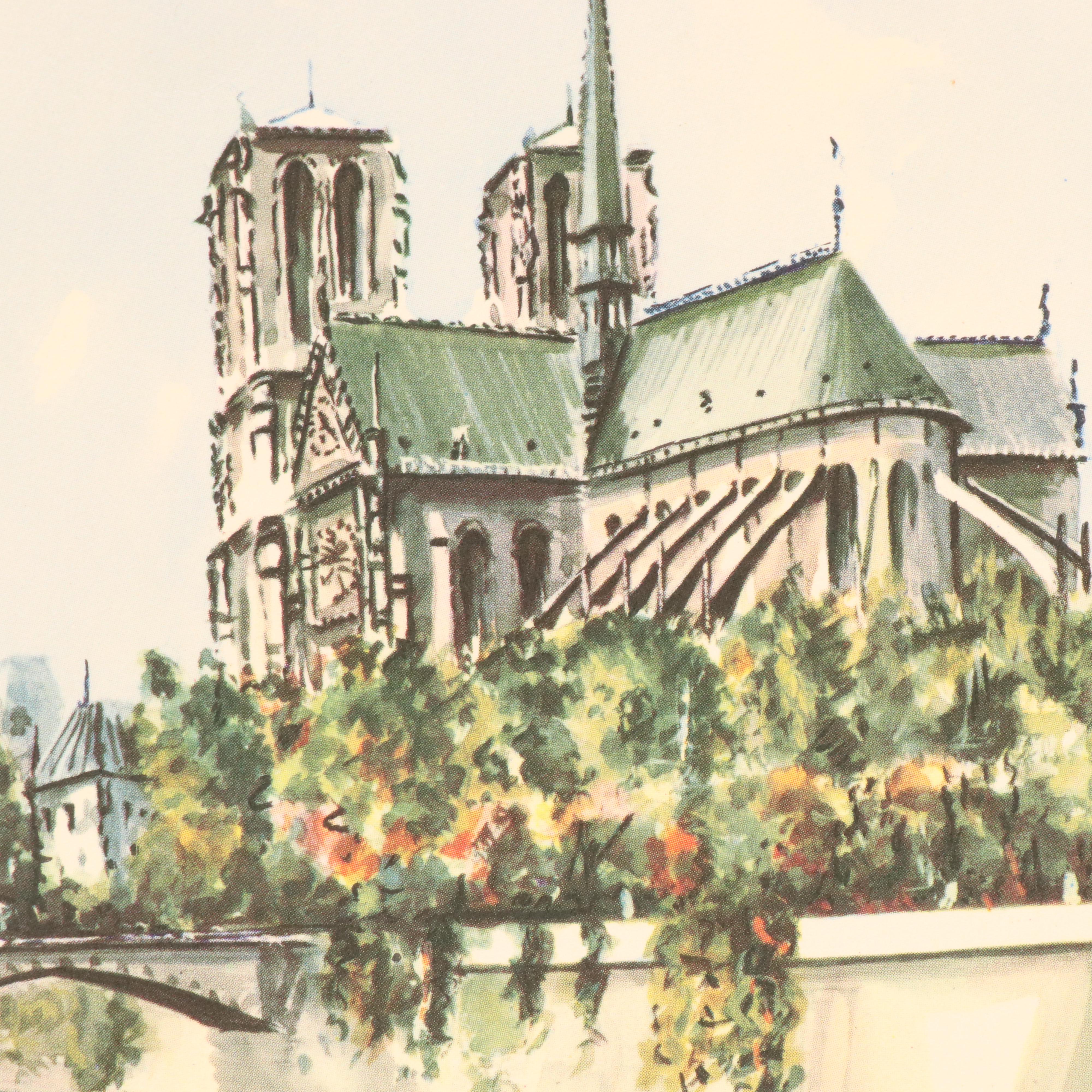 Offset Lithographs After Claude Ducollet with Parisian Street Scenes