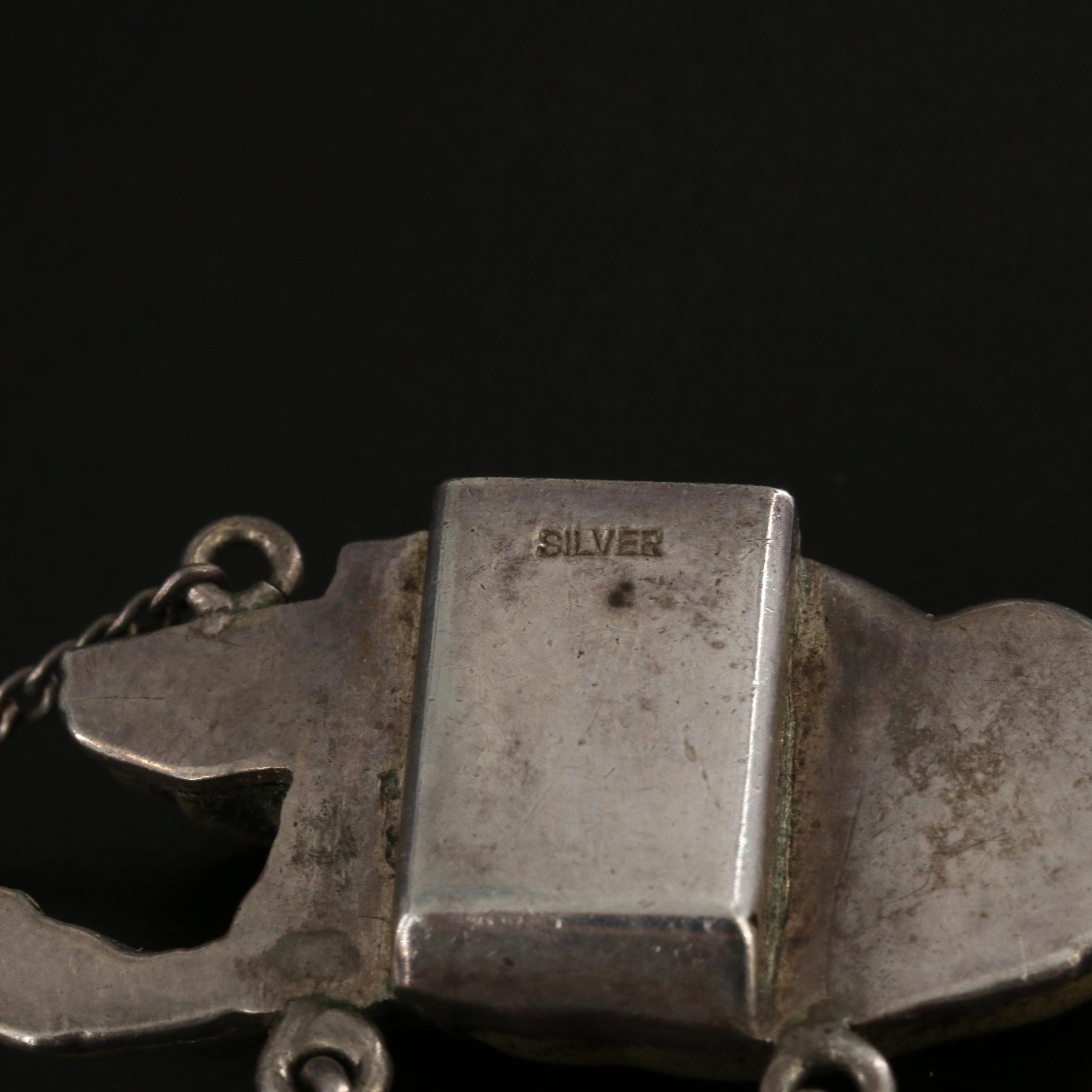 Japanese Sterling and Brass Obi-dome Animal and Figural Bracelet