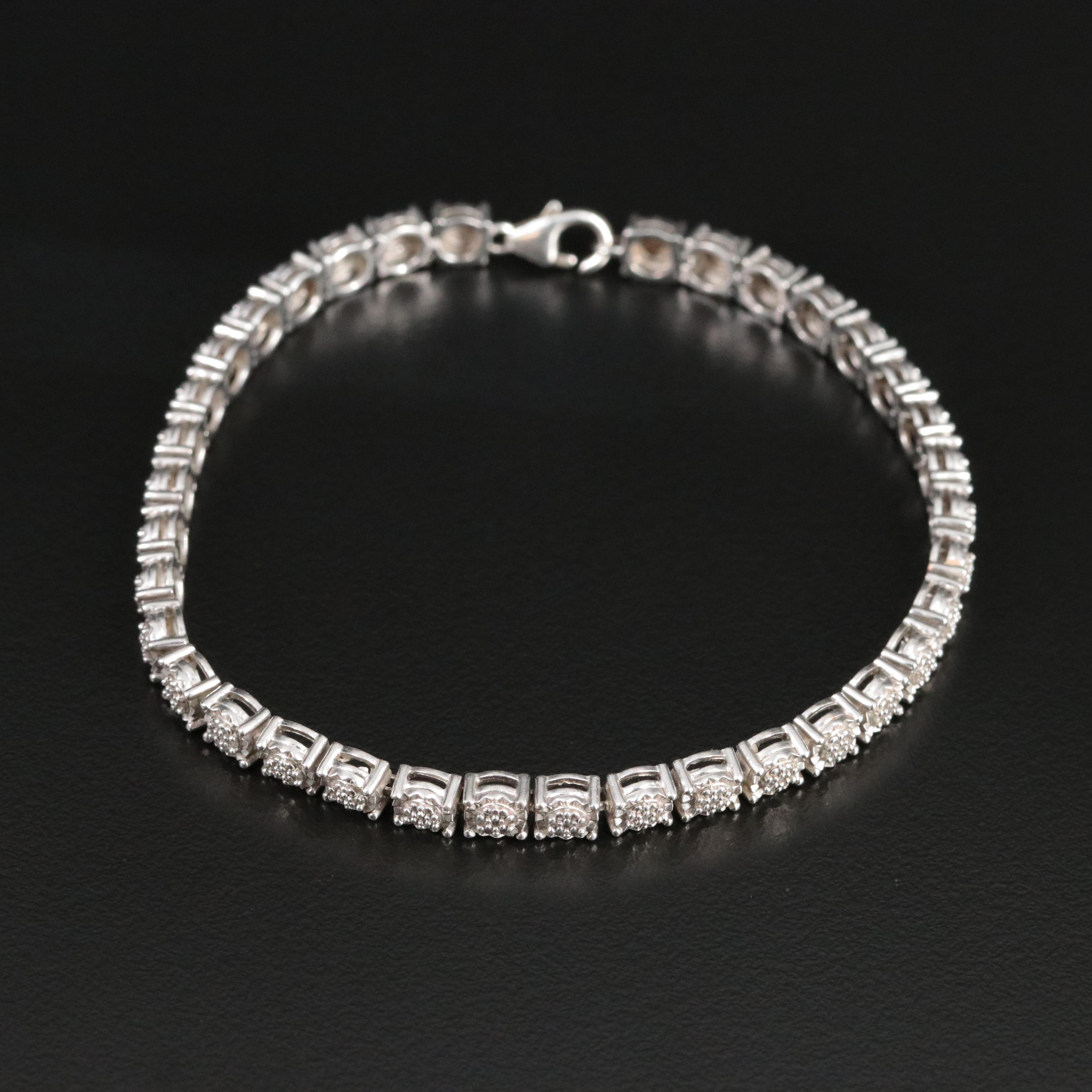 Sterling Diamond Line Bracelet