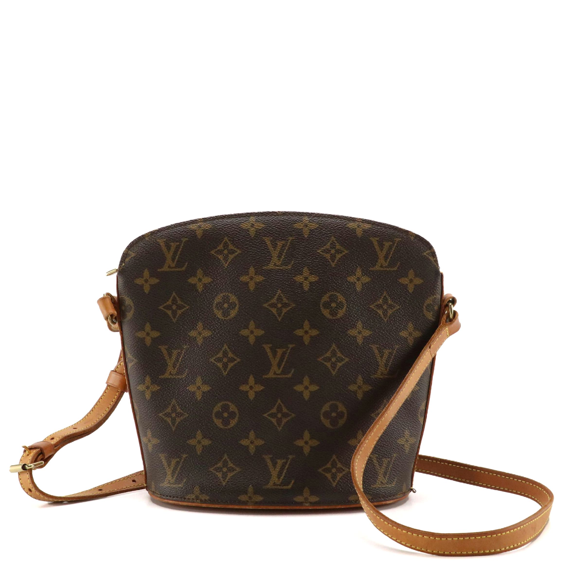 Louis Vuitton Drouot Crossbody Bag in Monogram Canvas and Brown Leather Trim
