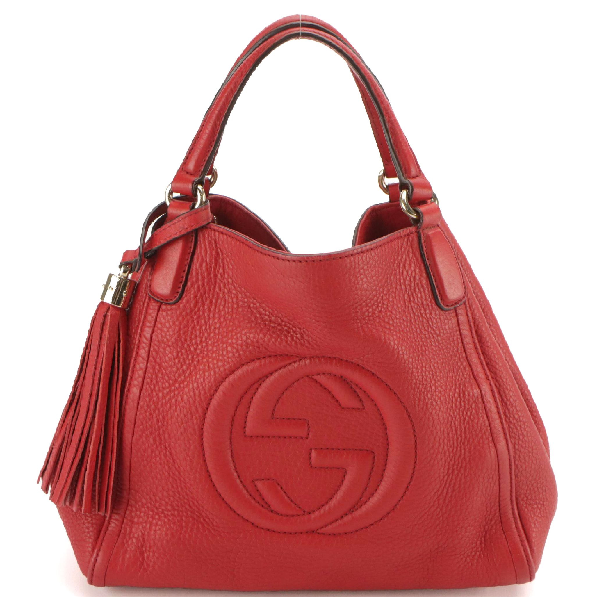 Gucci Small Soho Two-Way Bag in Red Calfskin Leather with Tassel