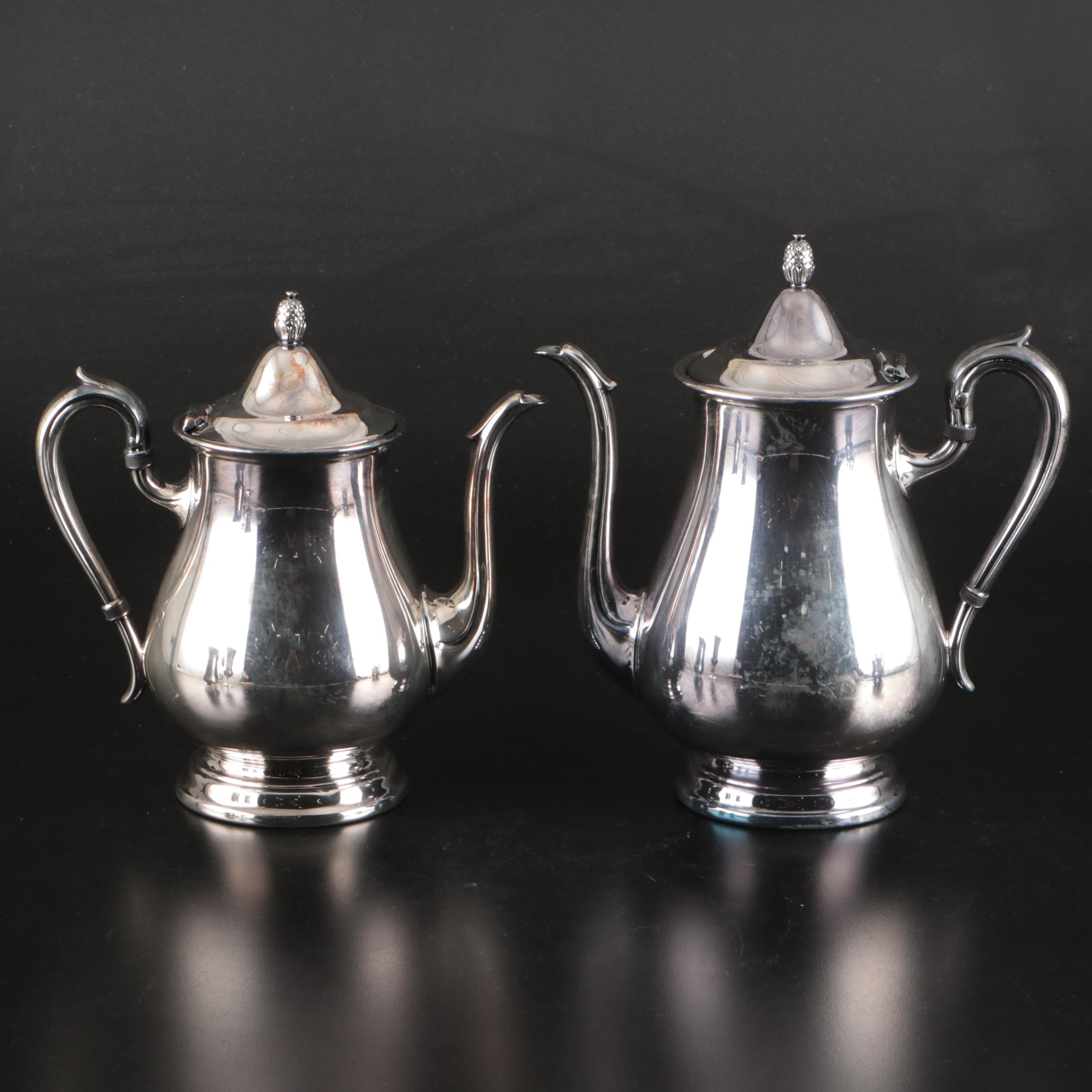 Reed & Barton "Jamestown" Silver Plate Tea and Coffee Service with Kiddush Cup