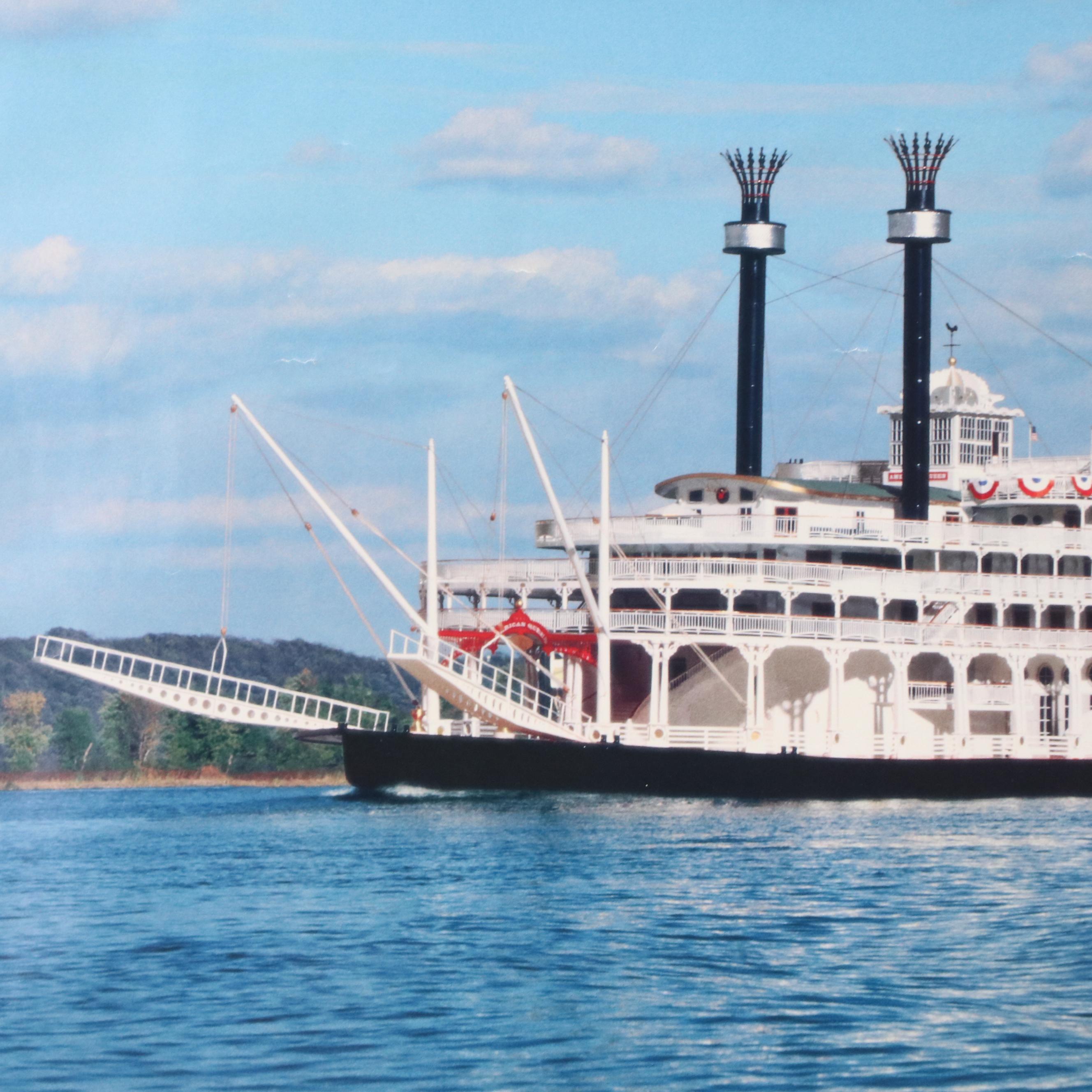 Offset Lithograph Poster of Steamboat "The American Queen"