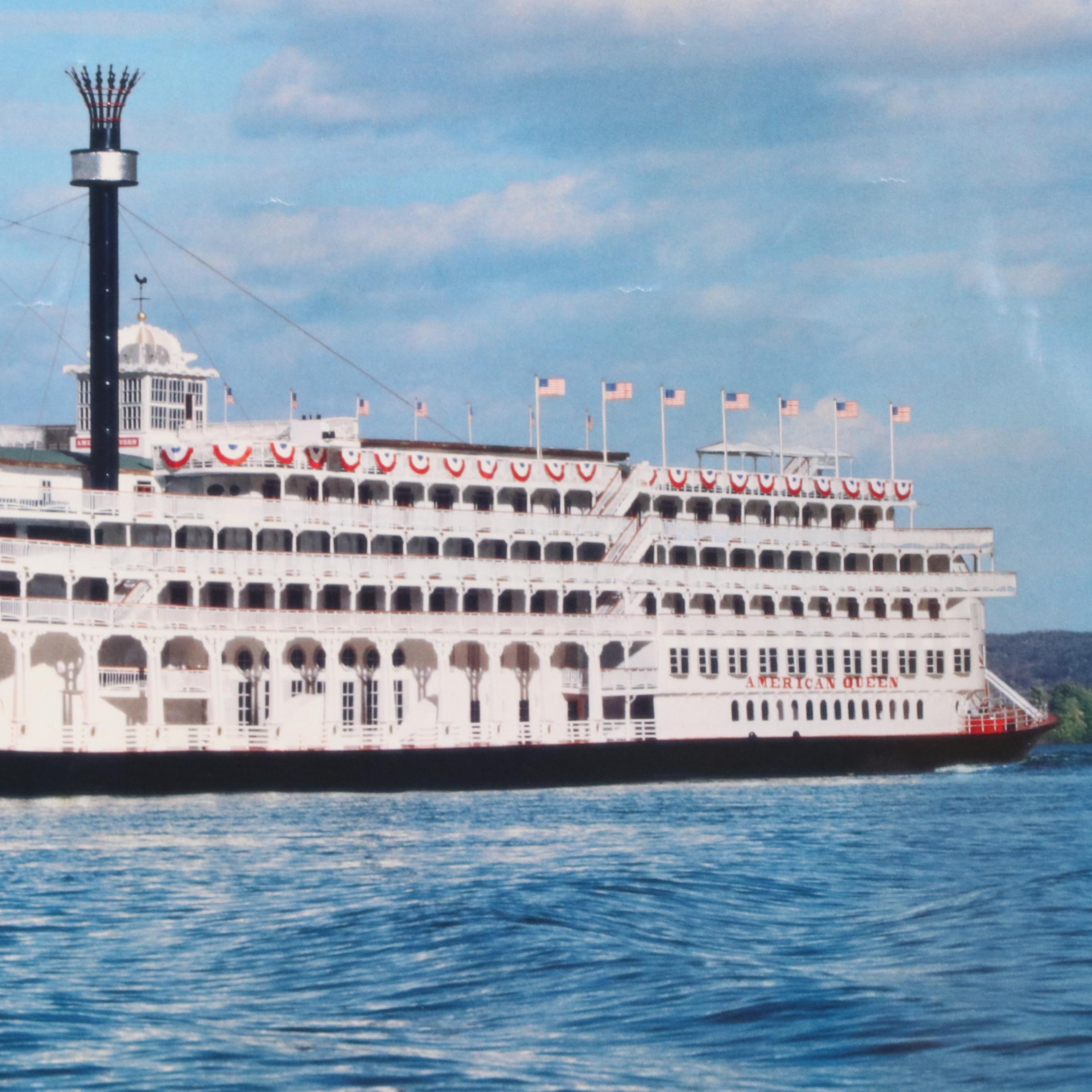 Offset Lithograph Poster of Steamboat "The American Queen"