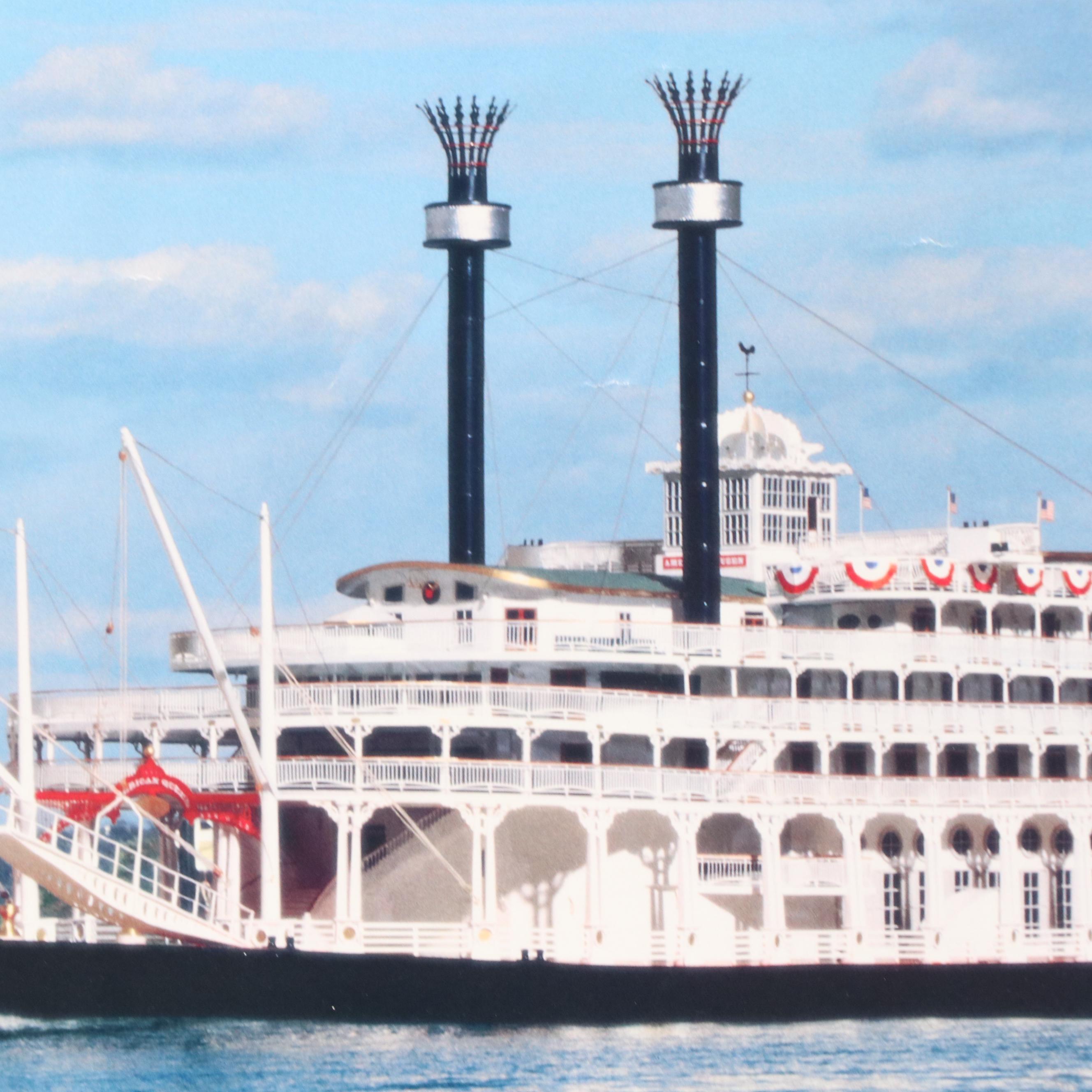 Offset Lithograph Poster of Steamboat "The American Queen"