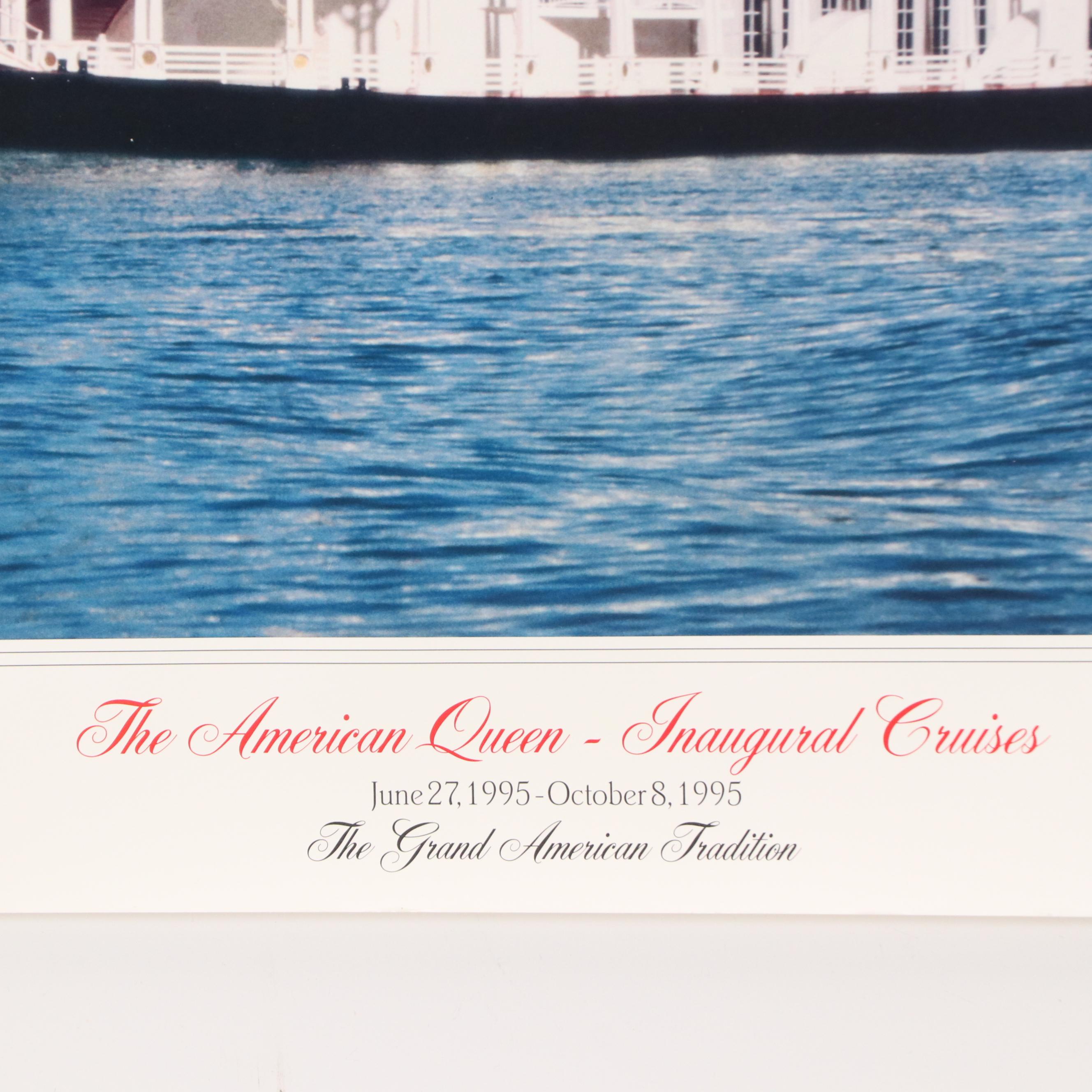 Offset Lithograph Poster of Steamboat "The American Queen"