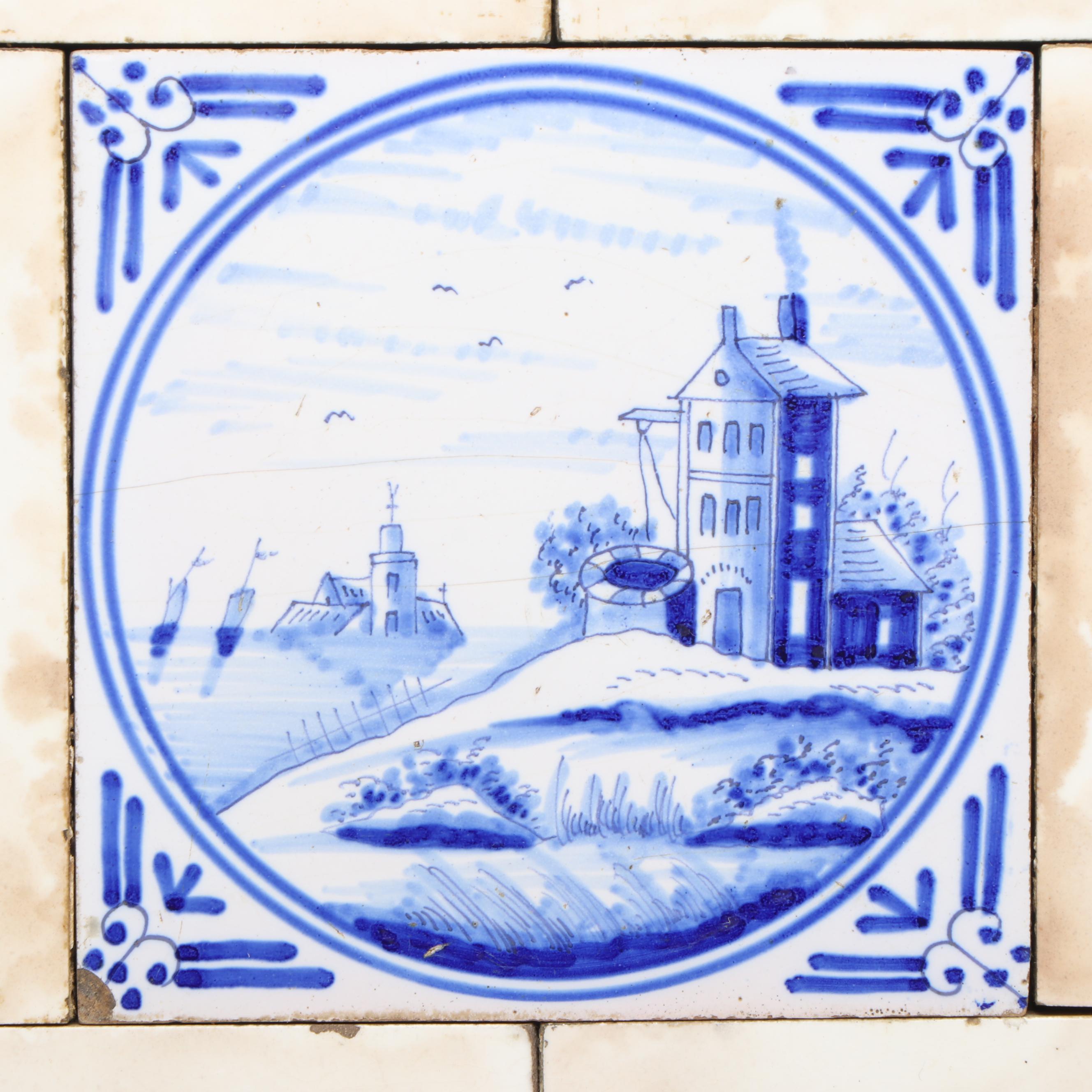 Delft Tile Wood Encased Tray with "Irises" after Van Gogh  Enameled Plaque