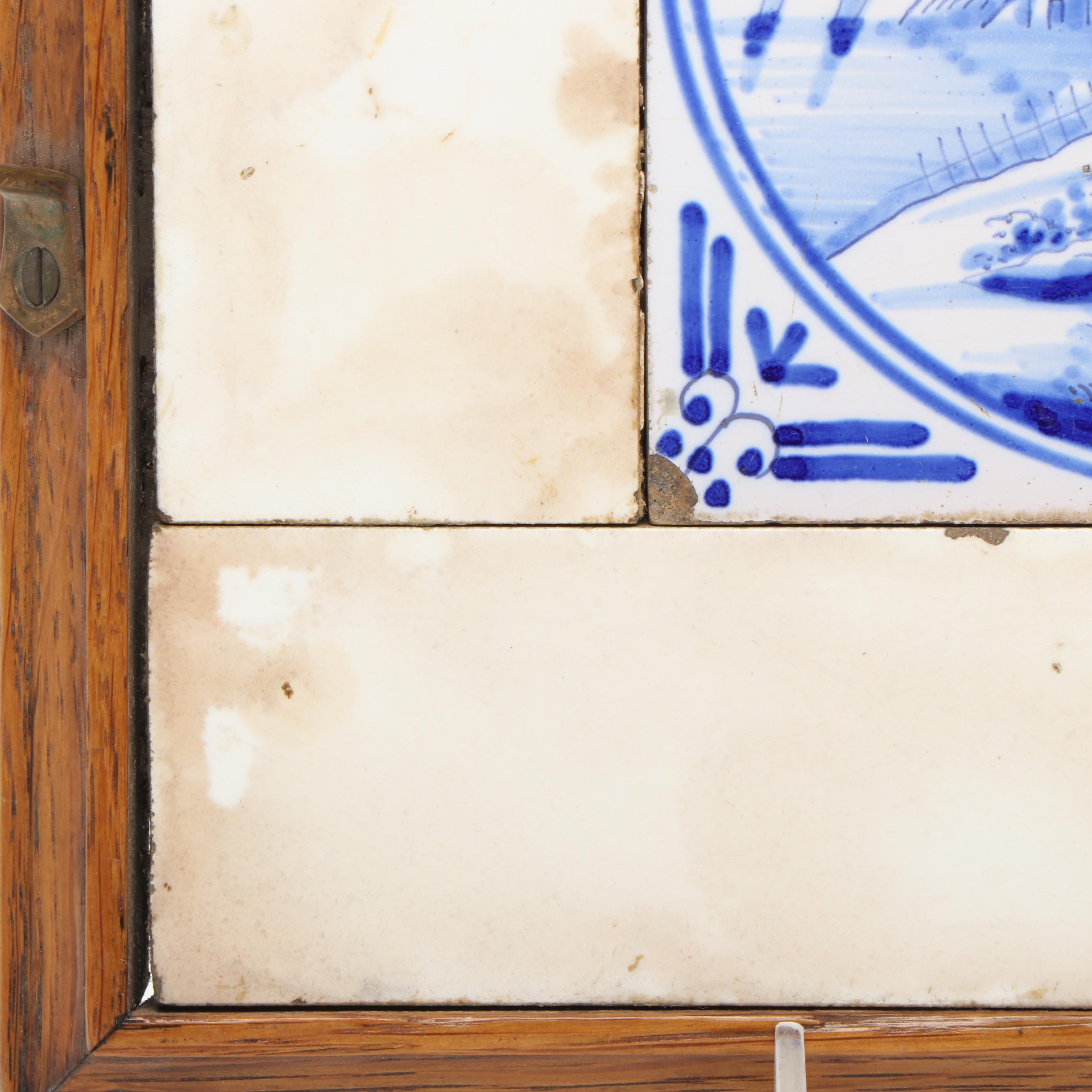 Delft Tile Wood Encased Tray with "Irises" after Van Gogh  Enameled Plaque