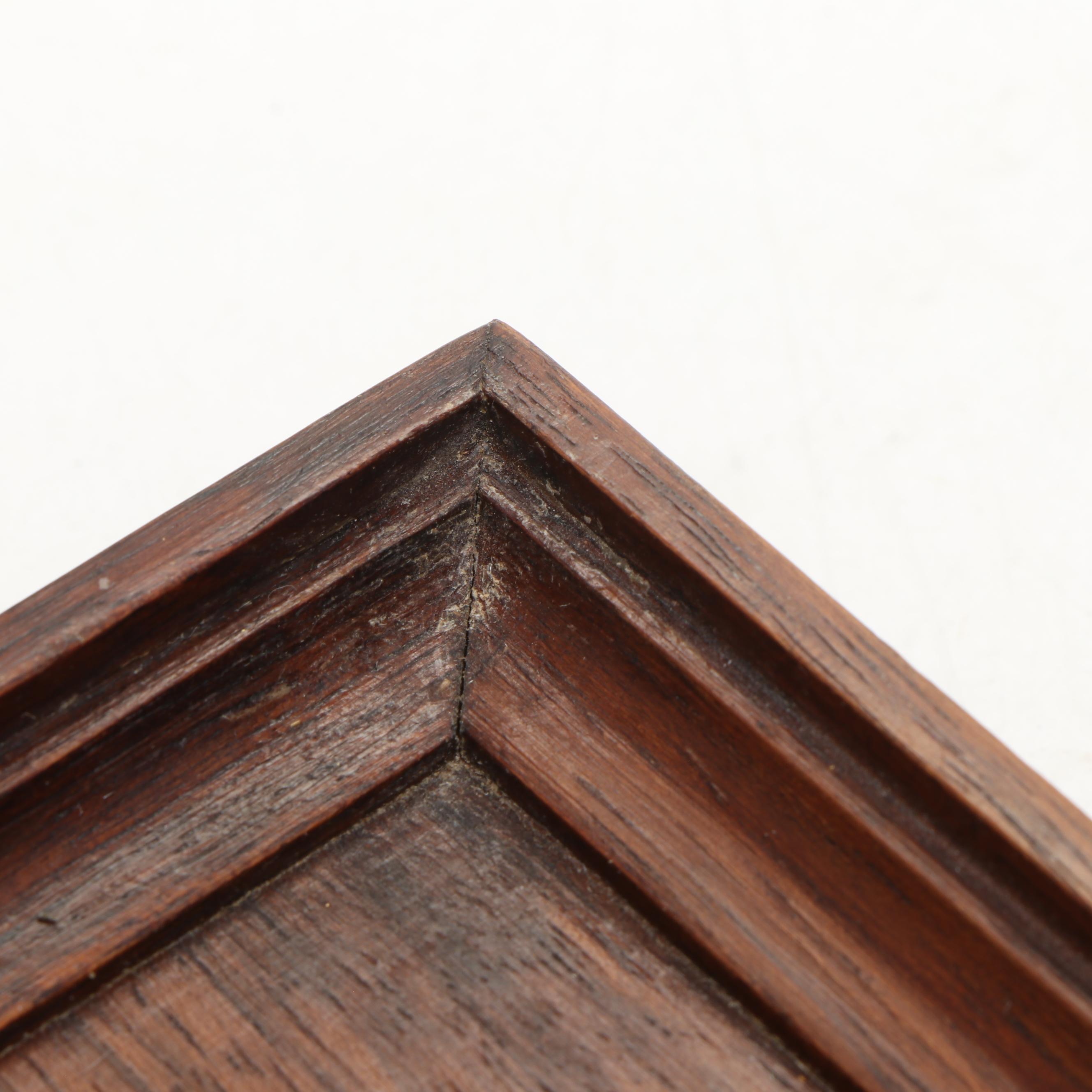 Delft Tile Wood Encased Tray with "Irises" after Van Gogh  Enameled Plaque