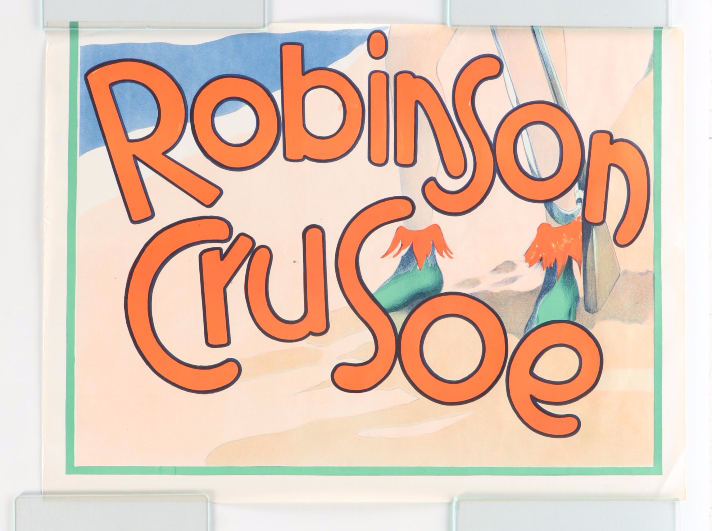 Robinson Crusoe Large Lithograph Theater Advertising Poster in Two Parts