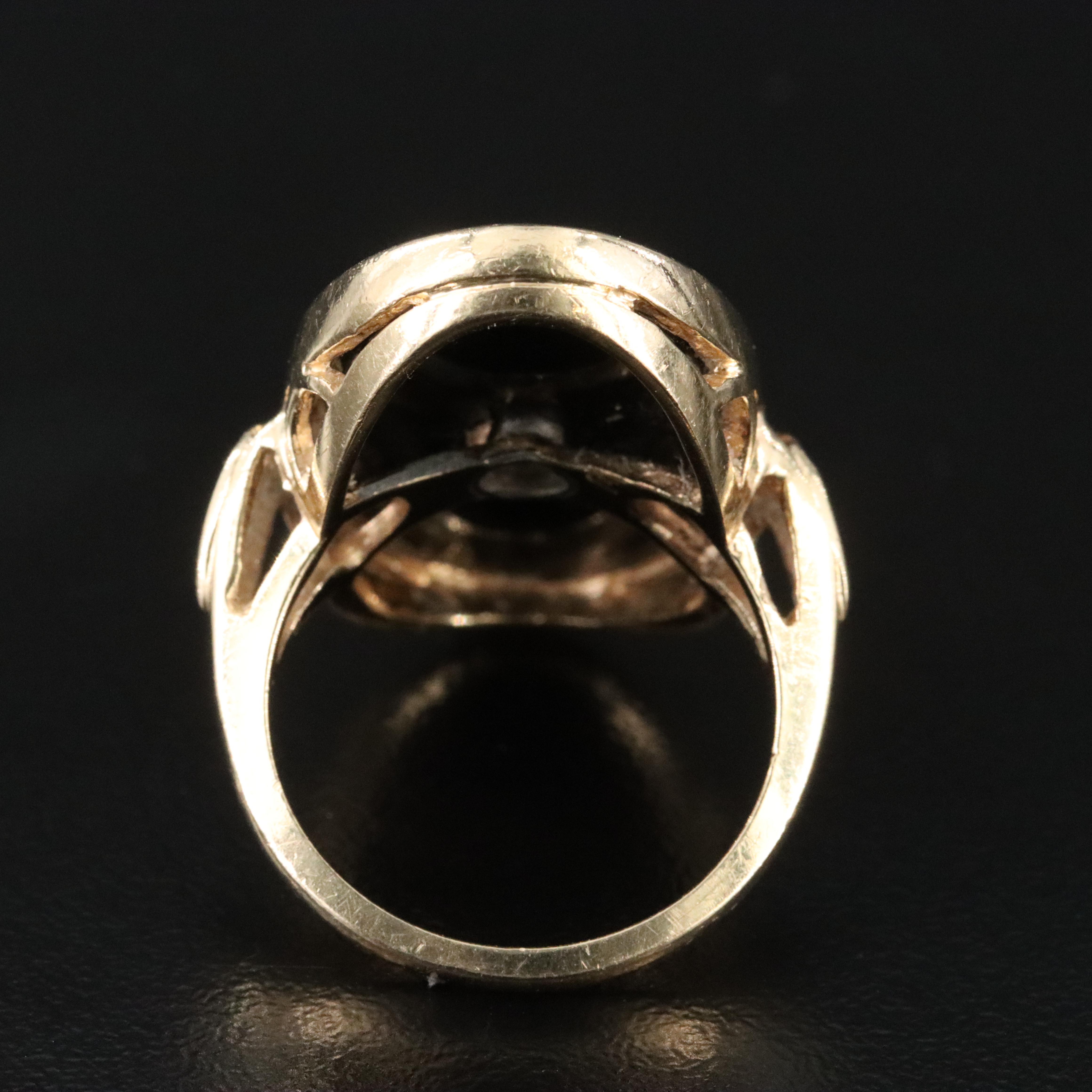 Vintage 14K Black Onyx and Diamond Ring