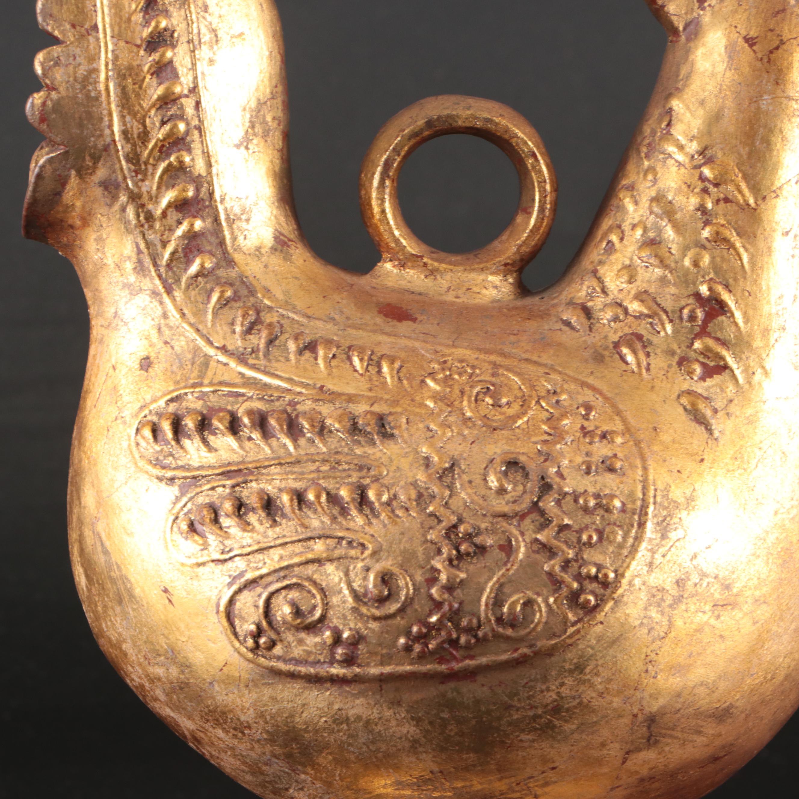 Gilt Ceramic Rooster Watering Can