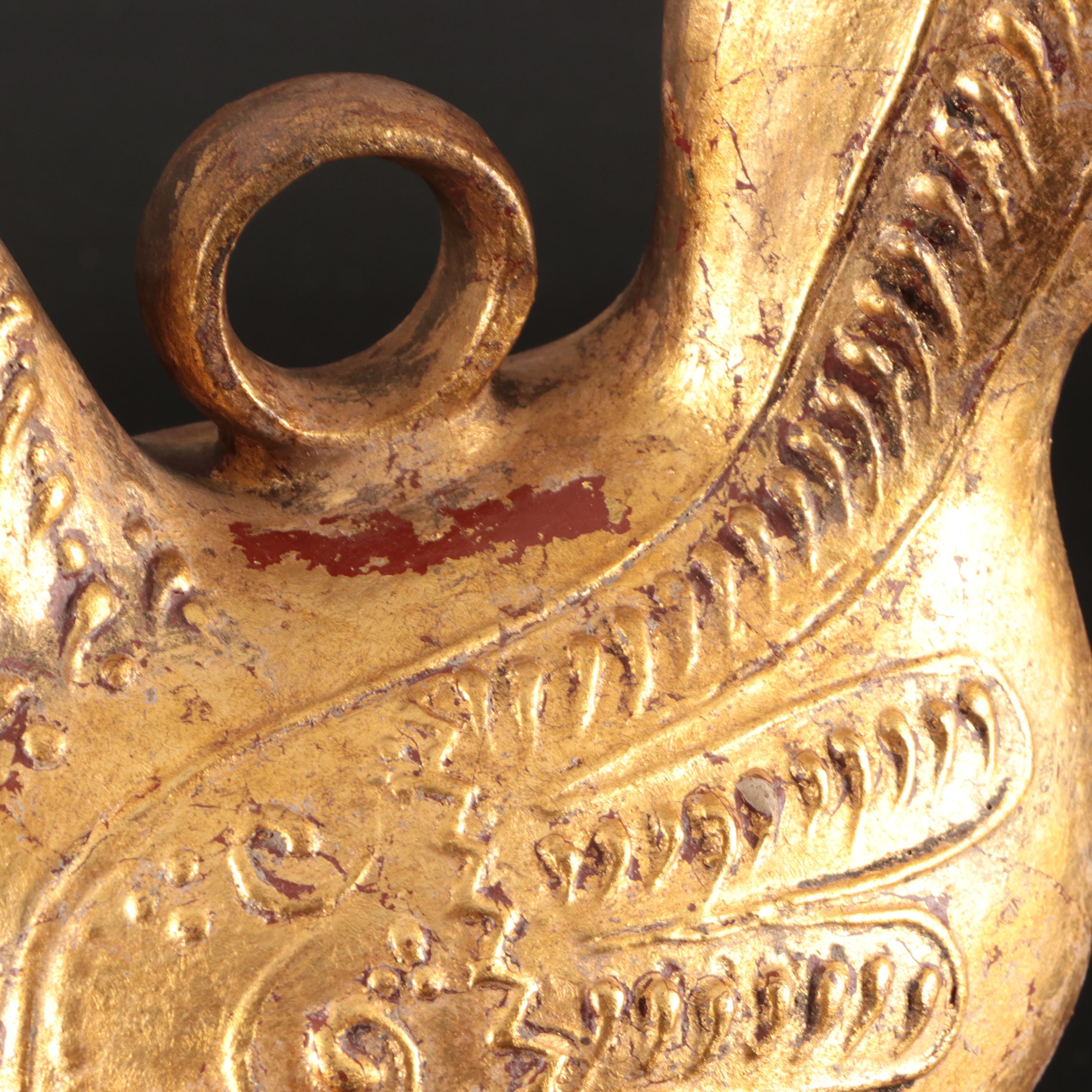 Gilt Ceramic Rooster Watering Can