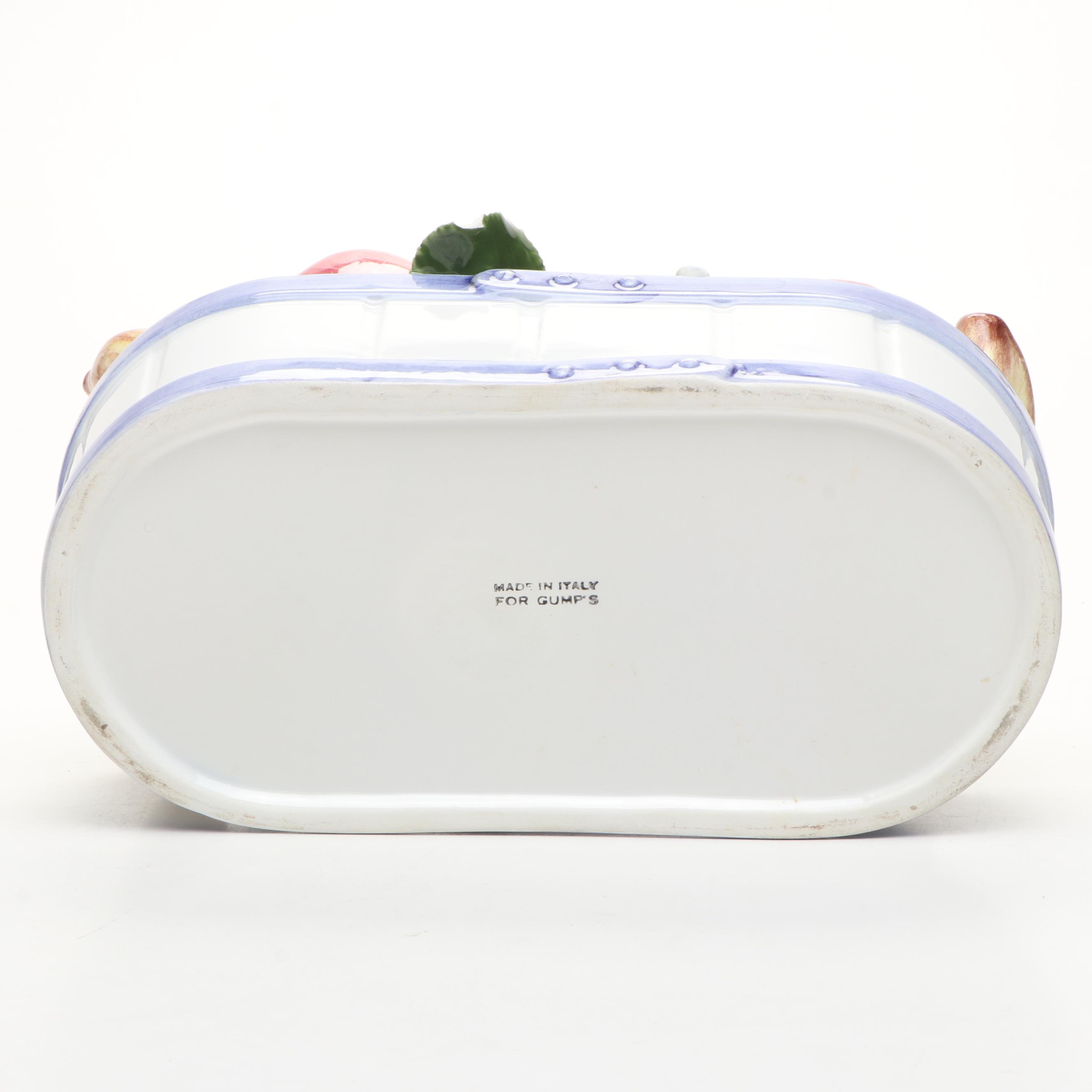 Italian Ceramic Fruit and Flower Bowl, Late 20th Century