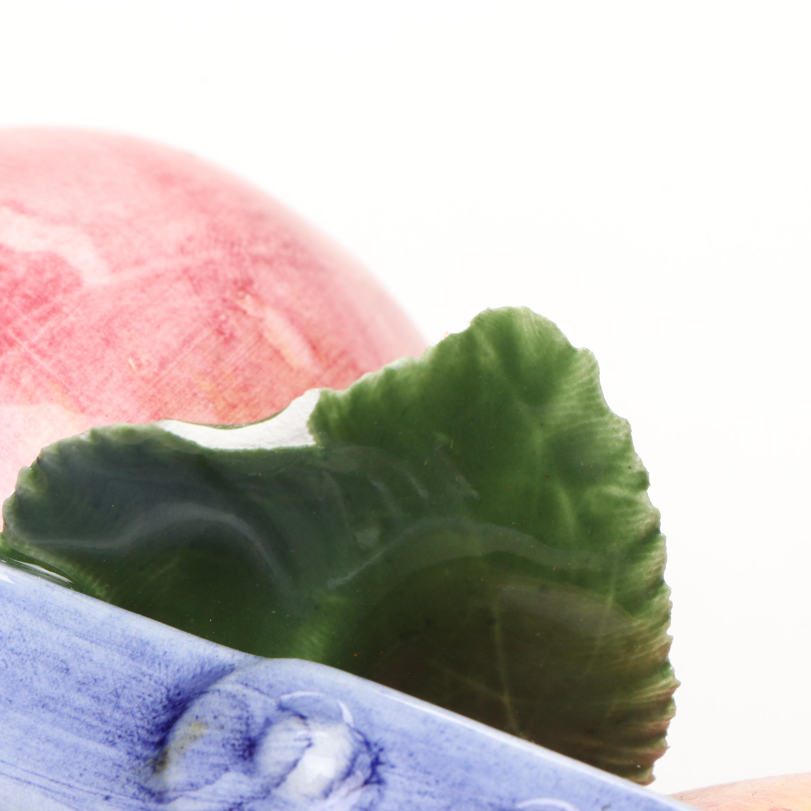 Italian Ceramic Fruit and Flower Bowl, Late 20th Century