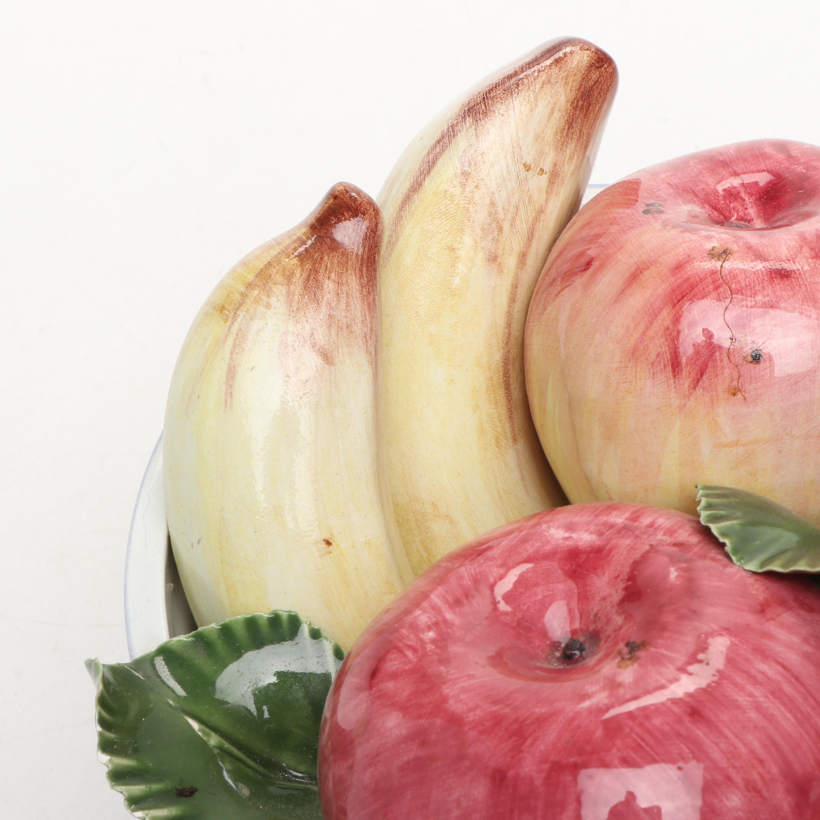 Italian Ceramic Fruit and Flower Bowl, Late 20th Century